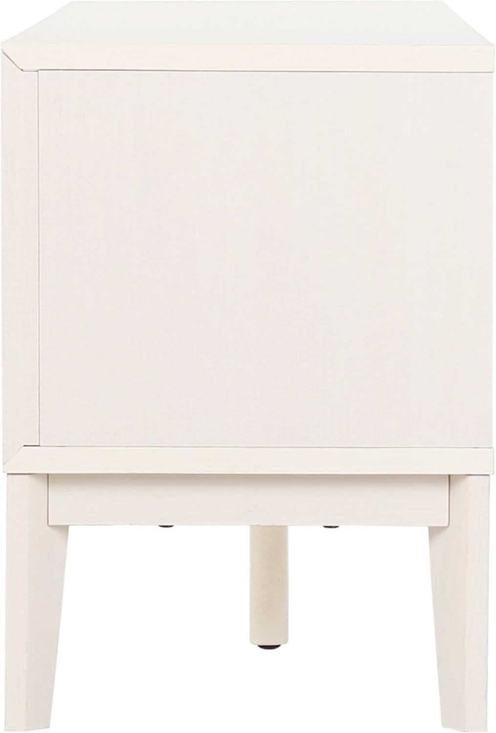 imageJONATHAN Y TVS1000B Gennaro 58 in Farmhouse 3Storage Sliding Door TV Stand Fits TVs up to 65 in with Cable Management Walnut Entertainment Center with Storage for Living Room BedroomOffwhite