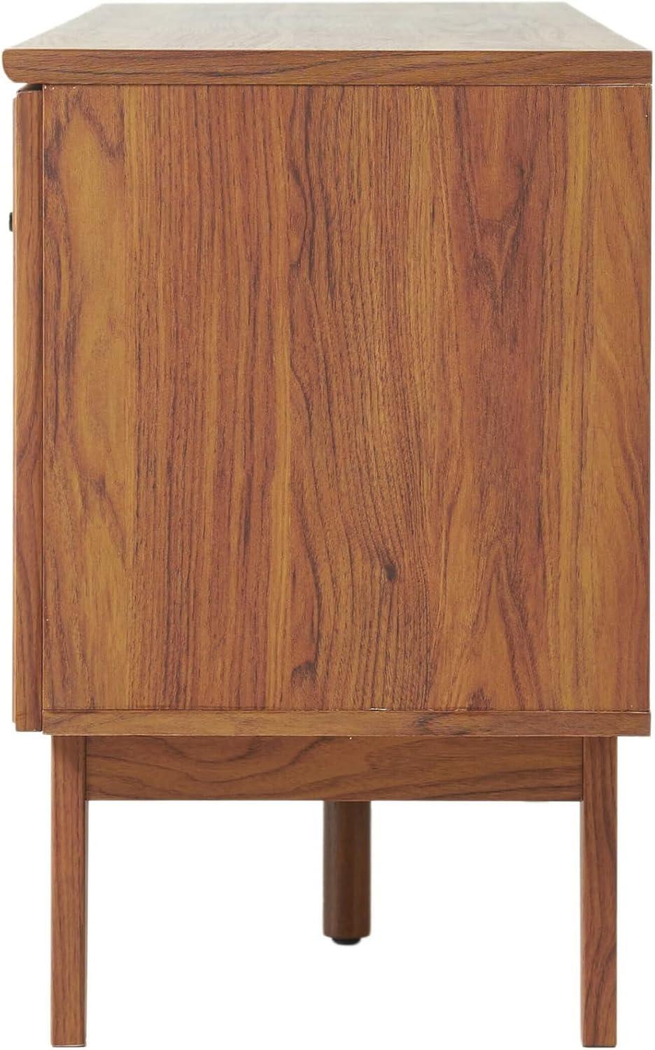 imageJONATHAN Y TVS1002A Finley 59 in Farmhouse Caned TV Stand with Drawer and Storage Doors Fits TVs up to 65 in with Cable Management OakWalnut