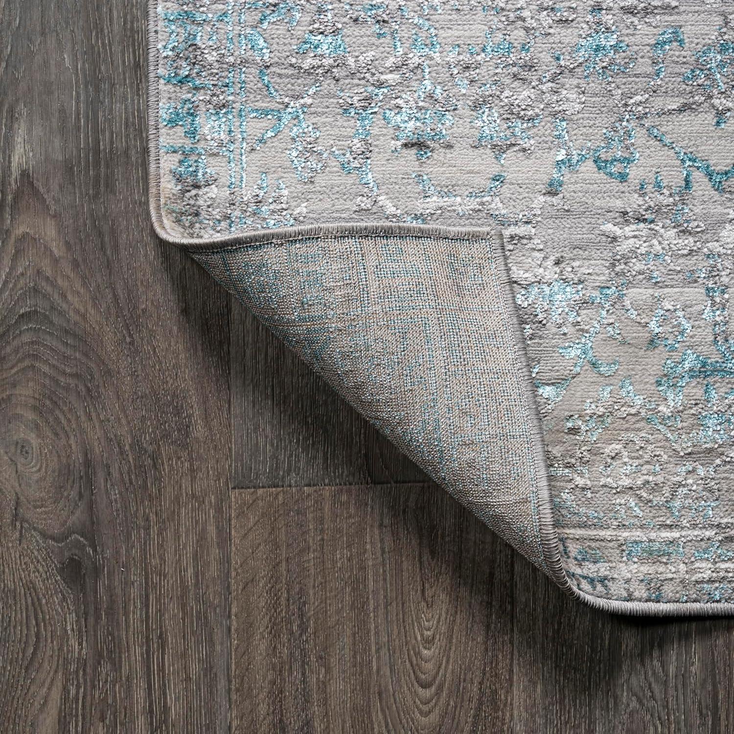 imageJONATHAN Y Tidal Strie GrayTurquoise Indoor Area Rug 8X10 ft Modern for Living Room Bedroom Kitchen Office EasyCleaning High Traffic PetFriendly NonShedding SOR202A8GrayTurquoise