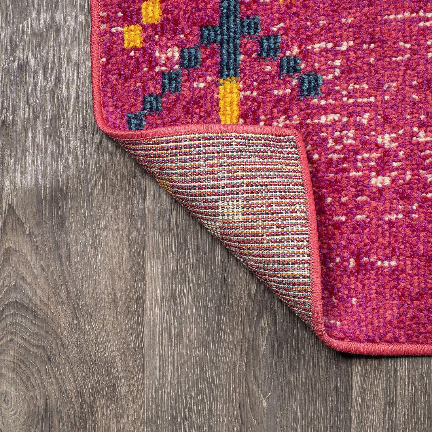 imageJONATHAN Y Tribal Love Geometric Dark BlueMulti Indoor Area Rug 8x10 Bohemian Casual EasyCleaning for Living Room Bedroom Kitchen Pet Friendly NonShedding MOH105A8Pink multi