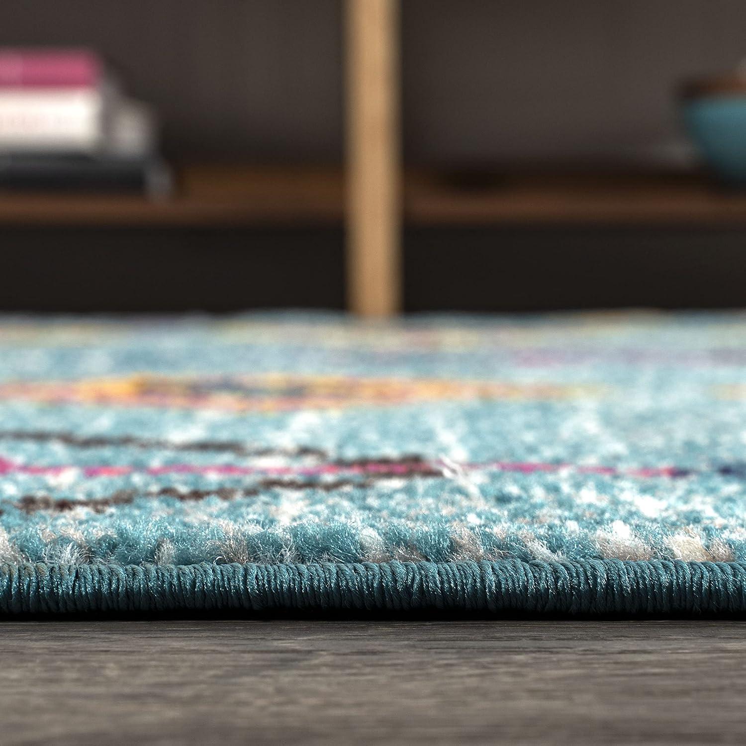 imageJONATHAN Y Tribal Love Geometric Dark BlueMulti Indoor Area Rug 8x10 Bohemian Casual EasyCleaning for Living Room Bedroom Kitchen Pet Friendly NonShedding MOH105A8Light Blue multi