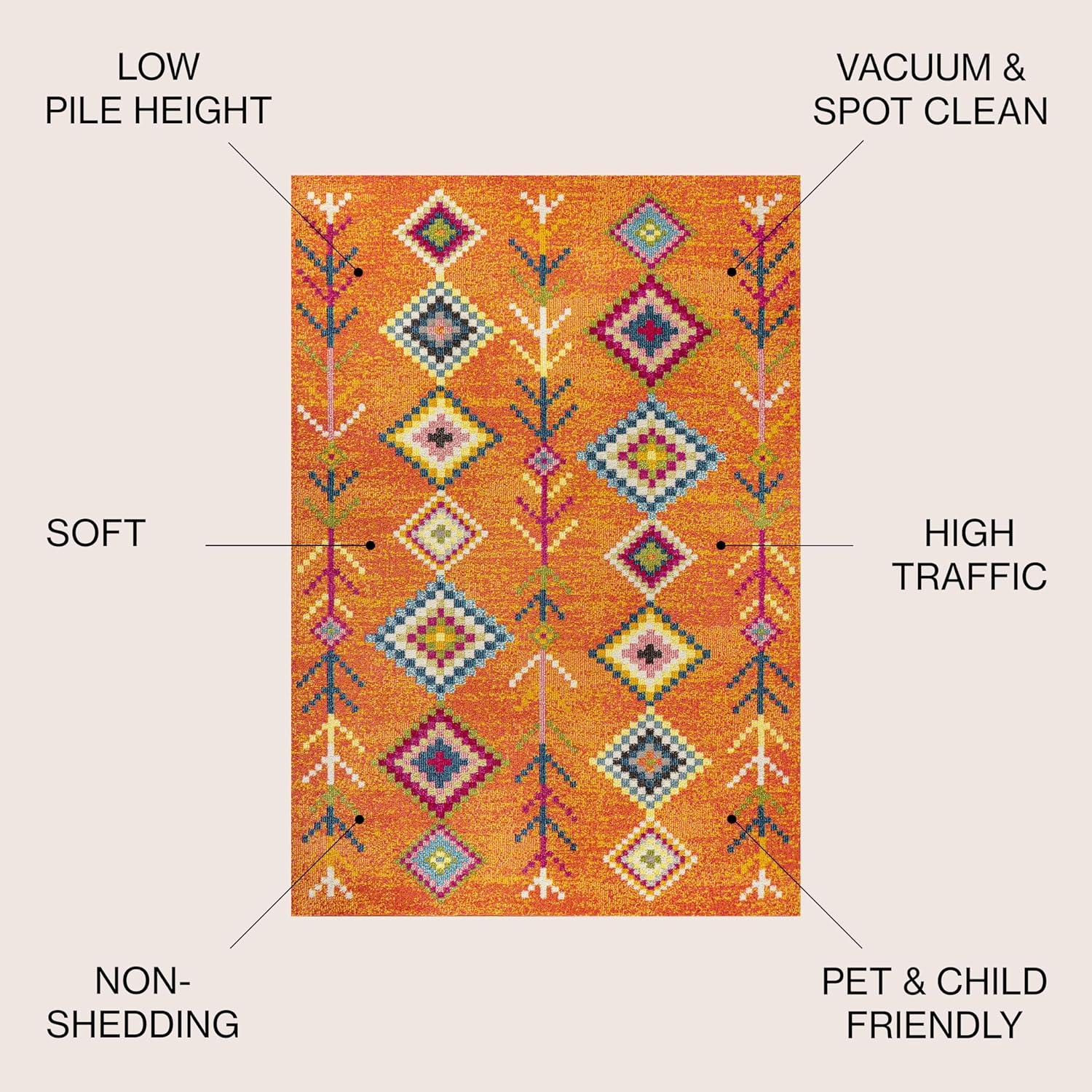 imageJONATHAN Y Tribal Love Geometric Dark BlueMulti Indoor Area Rug 8x10 Bohemian Casual EasyCleaning for Living Room Bedroom Kitchen Pet Friendly NonShedding MOH105A8Orange multi