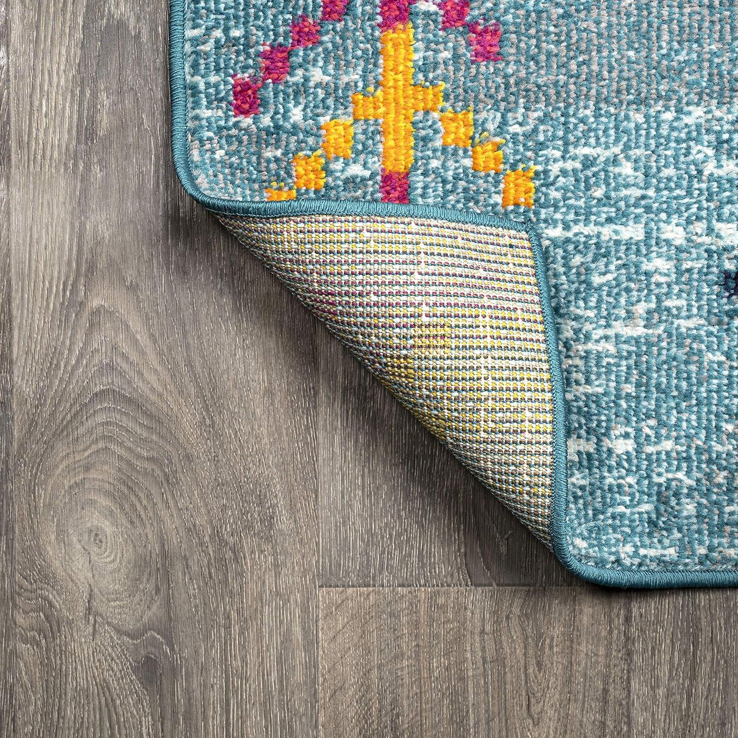 imageJONATHAN Y Tribal Love Geometric Dark BlueMulti Indoor Area Rug 8x10 Bohemian Casual EasyCleaning for Living Room Bedroom Kitchen Pet Friendly NonShedding MOH105A8Light Blue multi