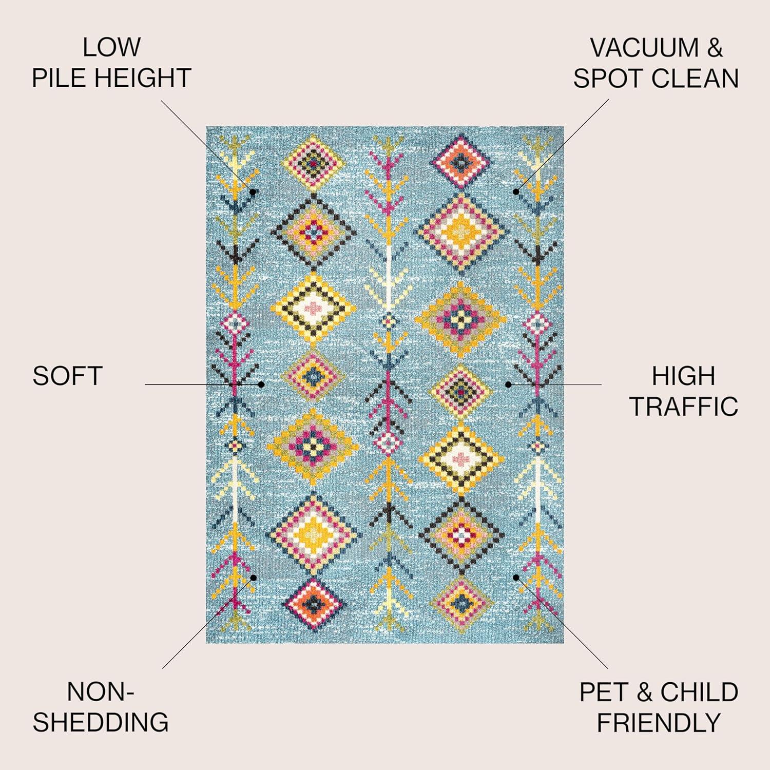 imageJONATHAN Y Tribal Love Geometric Dark BlueMulti Indoor Area Rug 8x10 Bohemian Casual EasyCleaning for Living Room Bedroom Kitchen Pet Friendly NonShedding MOH105A8Light Blue multi