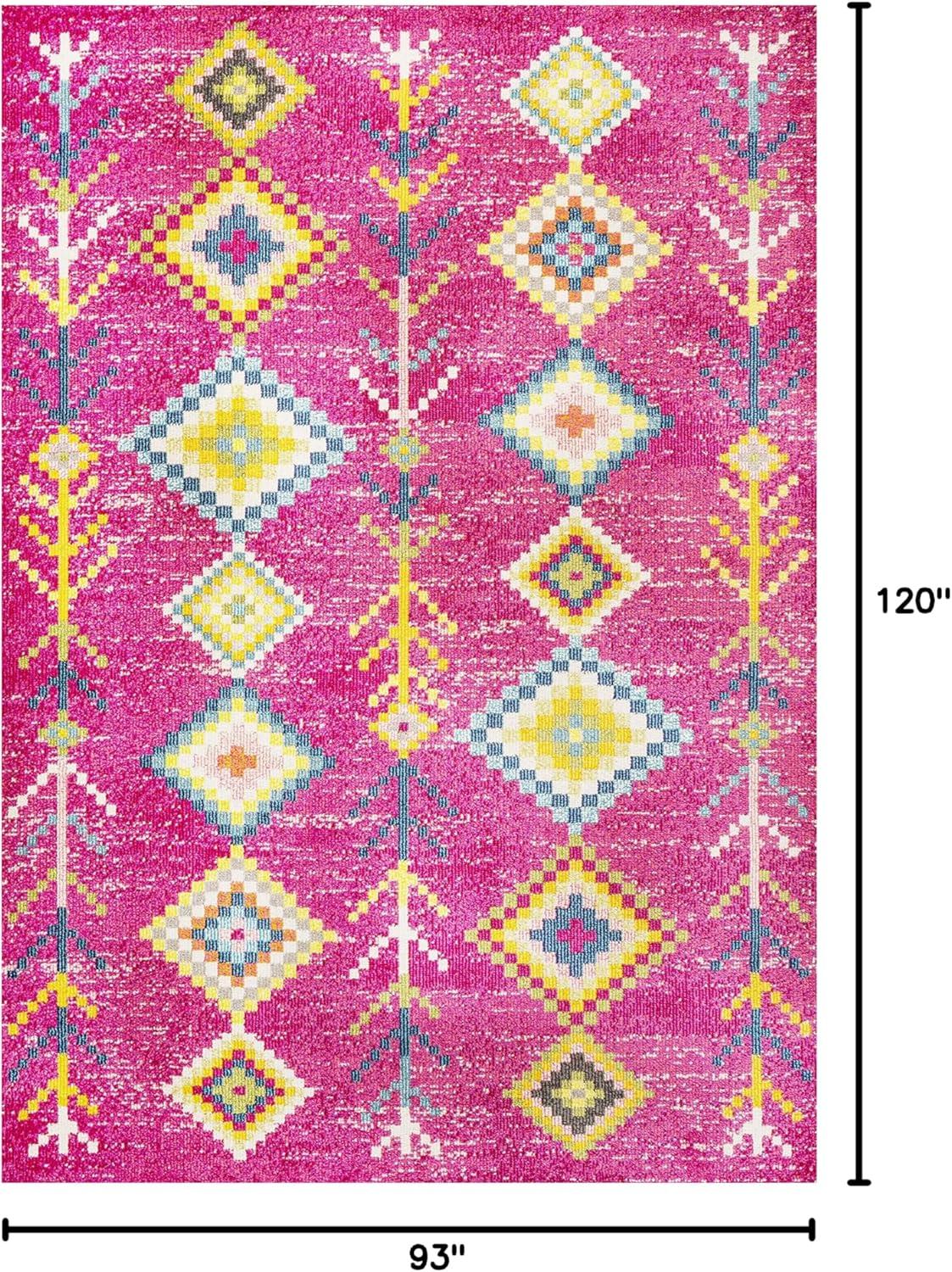 imageJONATHAN Y Tribal Love Geometric Dark BlueMulti Indoor Area Rug 8x10 Bohemian Casual EasyCleaning for Living Room Bedroom Kitchen Pet Friendly NonShedding MOH105A8Pink multi