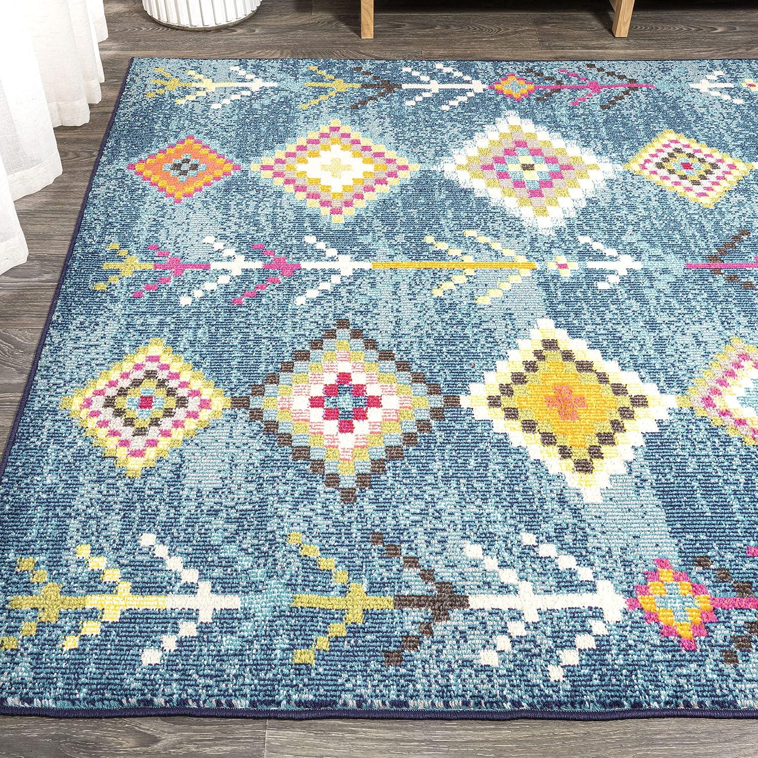 imageJONATHAN Y Tribal Love Geometric Dark BlueMulti Indoor Area Rug 8x10 Bohemian Casual EasyCleaning for Living Room Bedroom Kitchen Pet Friendly NonShedding MOH105A8Dark Blue multi