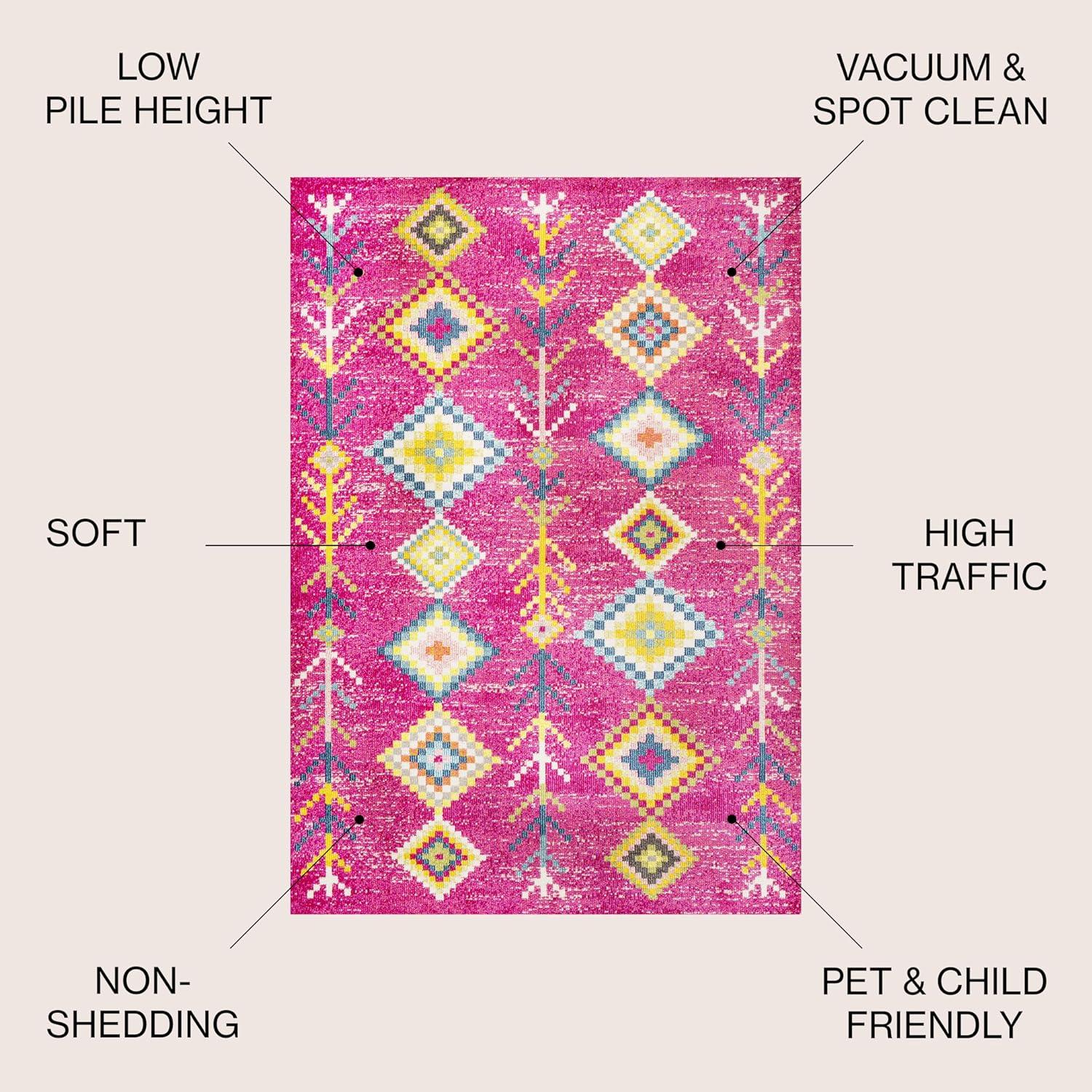 imageJONATHAN Y Tribal Love Geometric Dark BlueMulti Indoor Area Rug 8x10 Bohemian Casual EasyCleaning for Living Room Bedroom Kitchen Pet Friendly NonShedding MOH105A8Pink multi