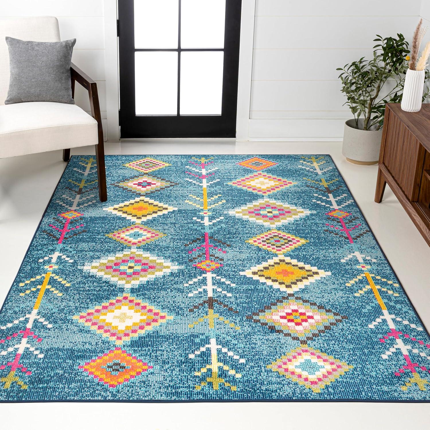 imageJONATHAN Y Tribal Love Geometric Dark BlueMulti Indoor Area Rug 8x10 Bohemian Casual EasyCleaning for Living Room Bedroom Kitchen Pet Friendly NonShedding MOH105A8Dark Blue multi
