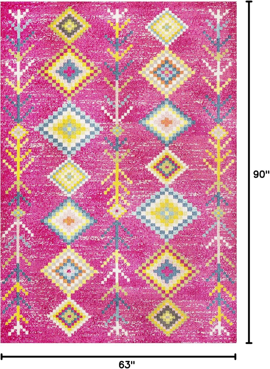 imageJONATHAN Y Tribal Love Geometric Dark BlueMulti Indoor Area Rug 8x10 Bohemian Casual EasyCleaning for Living Room Bedroom Kitchen Pet Friendly NonShedding MOH105A8Pink multi