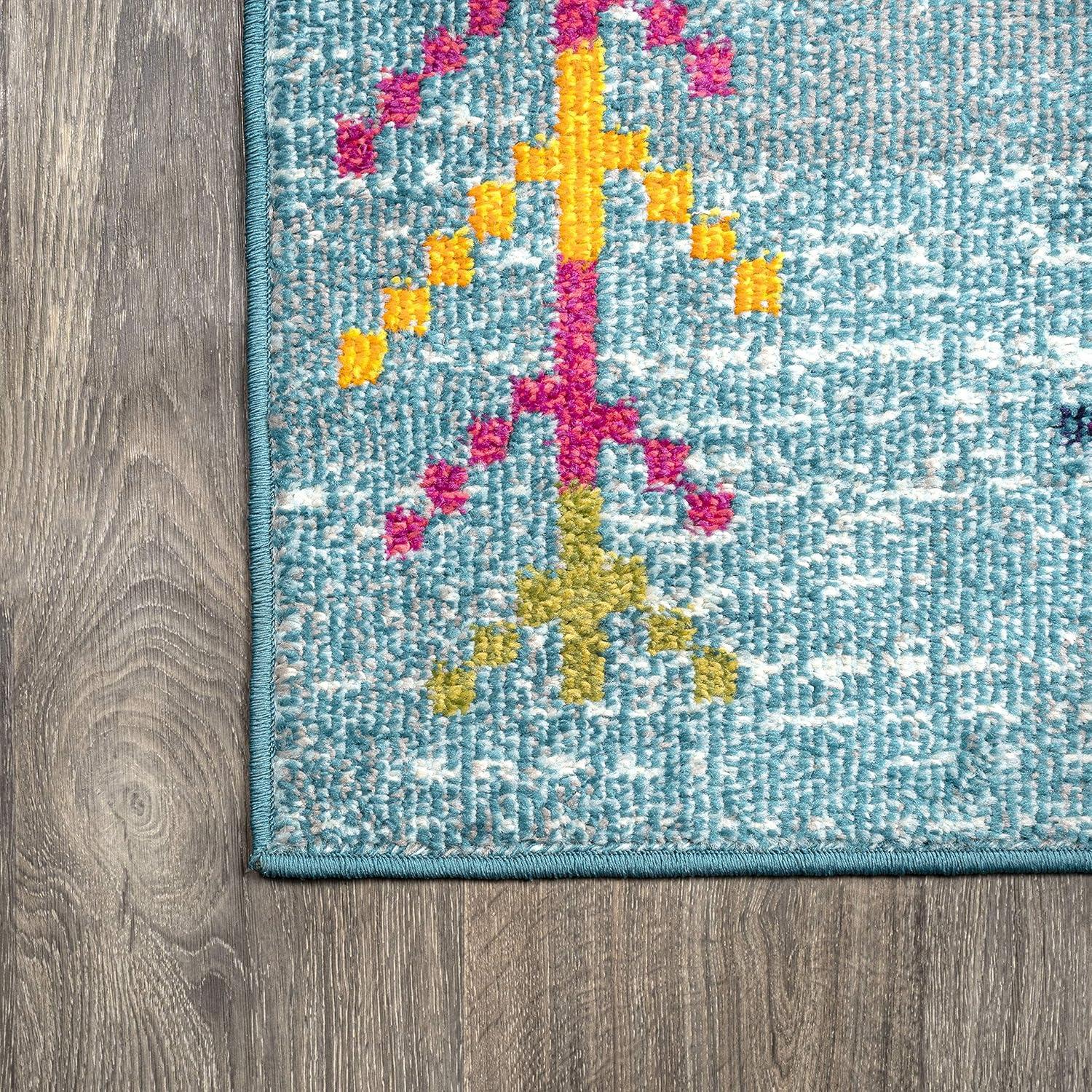 imageJONATHAN Y Tribal Love Geometric Dark BlueMulti Indoor Area Rug 8x10 Bohemian Casual EasyCleaning for Living Room Bedroom Kitchen Pet Friendly NonShedding MOH105A8Light Blue multi