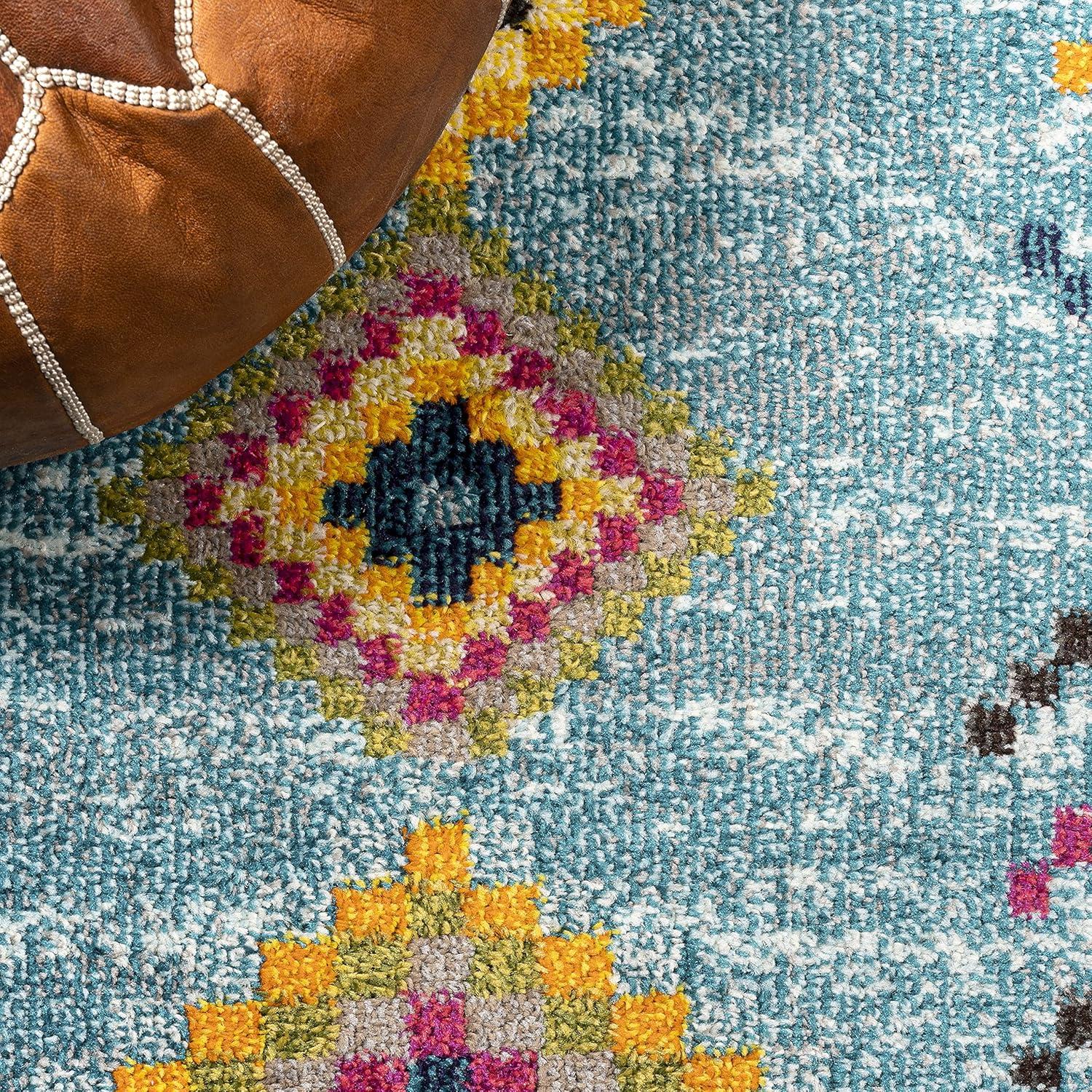 imageJONATHAN Y Tribal Love Geometric Dark BlueMulti Indoor Area Rug 8x10 Bohemian Casual EasyCleaning for Living Room Bedroom Kitchen Pet Friendly NonShedding MOH105A8Light Blue multi