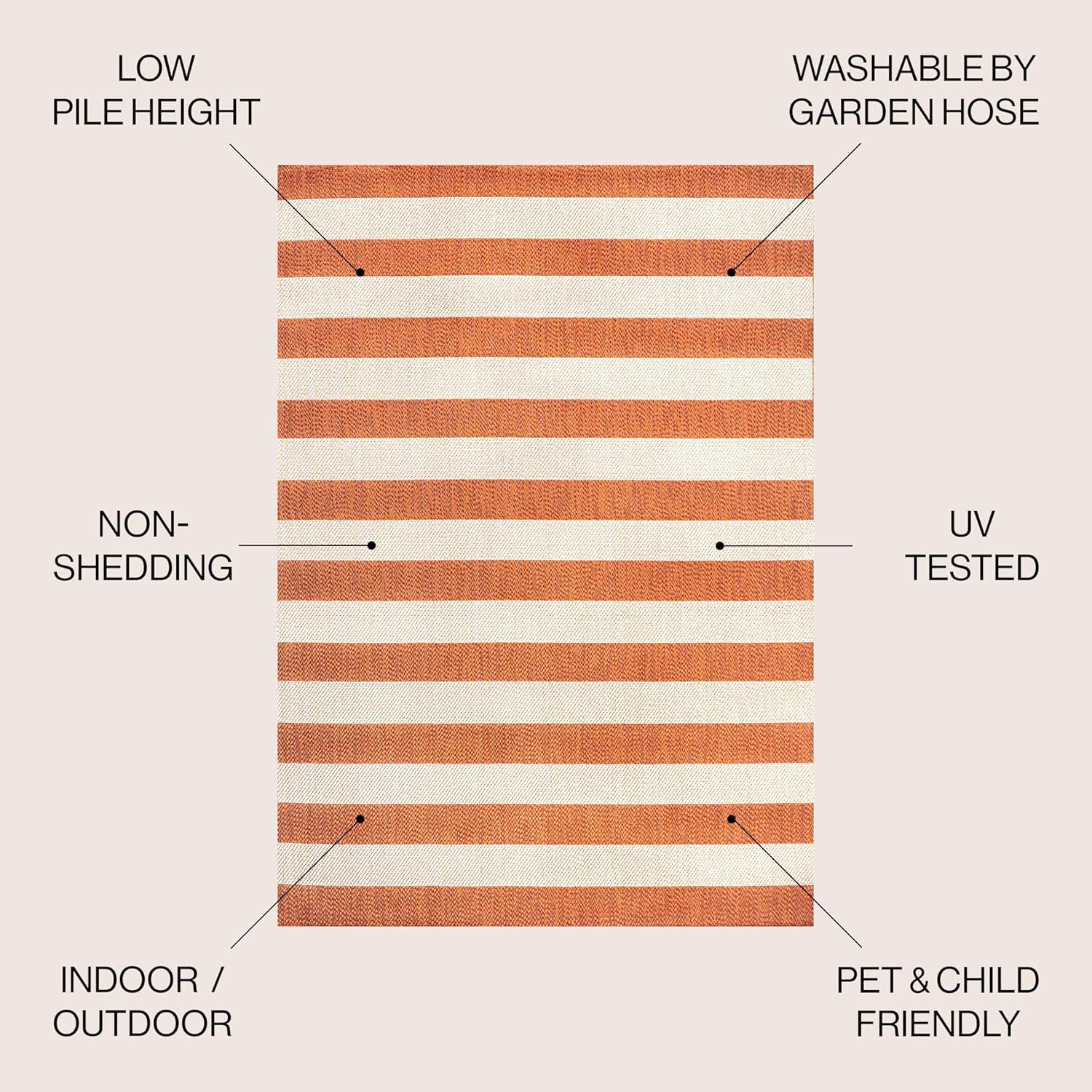 imageJONATHAN Y TwoTone Wide Stripe Indoor Outdoor Area Rug 8X10 AquaCream Negril for Backyard Patio Porch EasyCleaning High Traffic PetFriendly NonShedding SMB203E8OrangeBeige