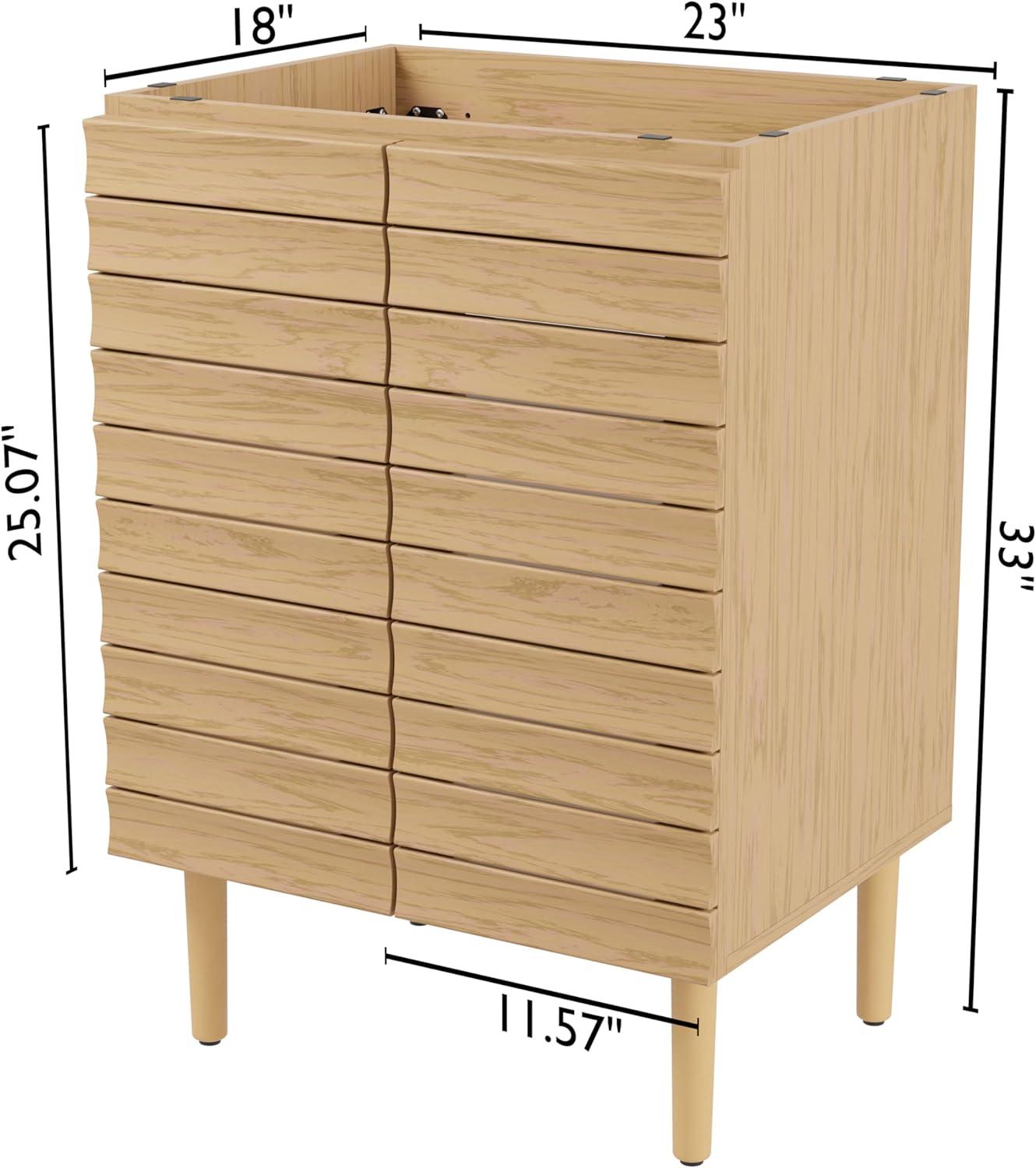 imageJONATHAN Y VAN1002B Aubert 30 in W x 18 in D x 33 in H Thick Linear Slat Modern Farmhouse 2Shelf Bath Vanity Cabinet Only Sink Basin not Included WalnutOak