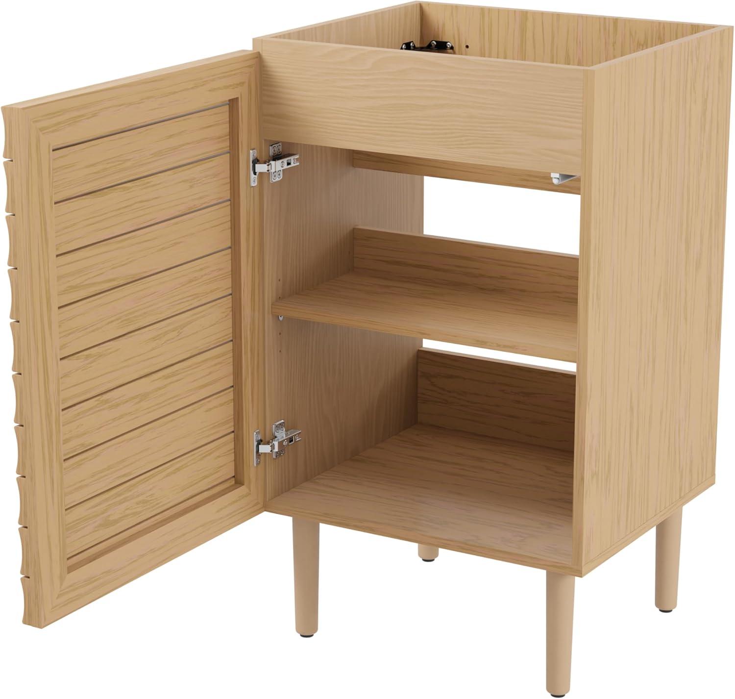 imageJONATHAN Y VAN1002B Aubert 30 in W x 18 in D x 33 in H Thick Linear Slat Modern Farmhouse 2Shelf Bath Vanity Cabinet Only Sink Basin not Included WalnutOak