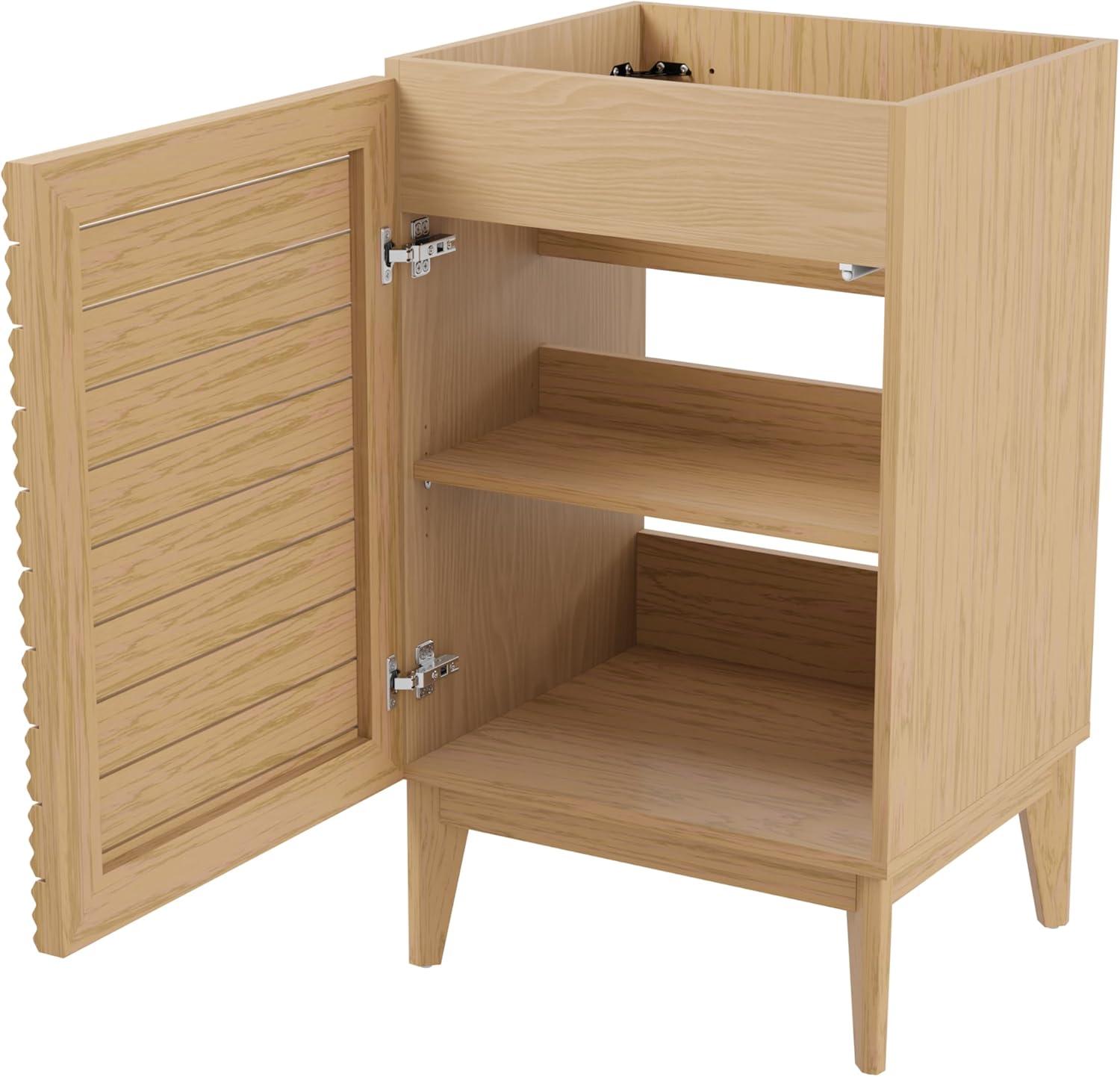 imageJONATHAN Y VAN1005A Calandre 24 in W x 18 in D x 33 in H Thin Linear Slat Modern Farmhouse 2Shelf Bath Vanity Cabinet Only Sink Basin not Included OakOak