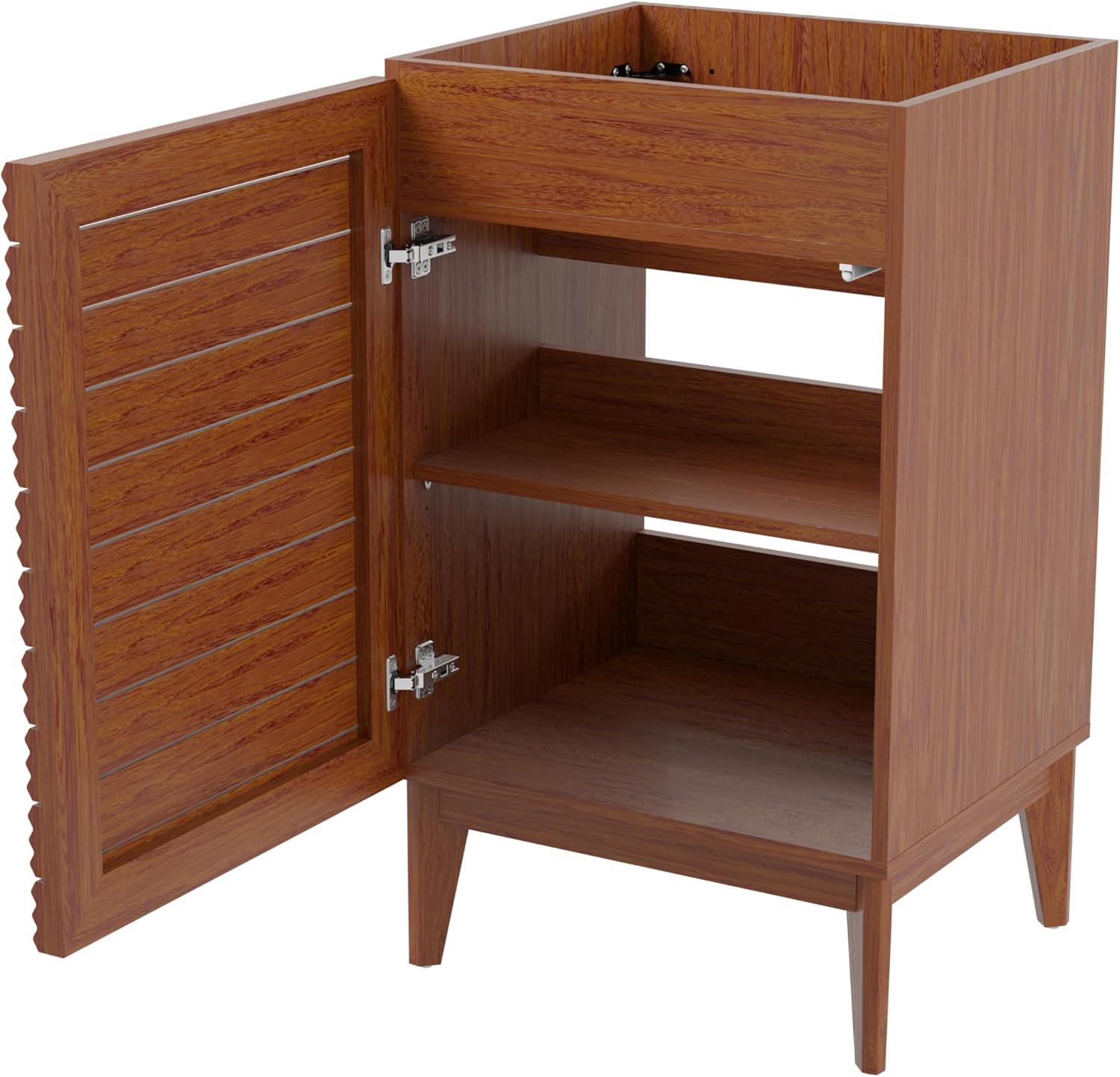 imageJONATHAN Y VAN1005A Calandre 24 in W x 18 in D x 33 in H Thin Linear Slat Modern Farmhouse 2Shelf Bath Vanity Cabinet Only Sink Basin not Included OakWalnut