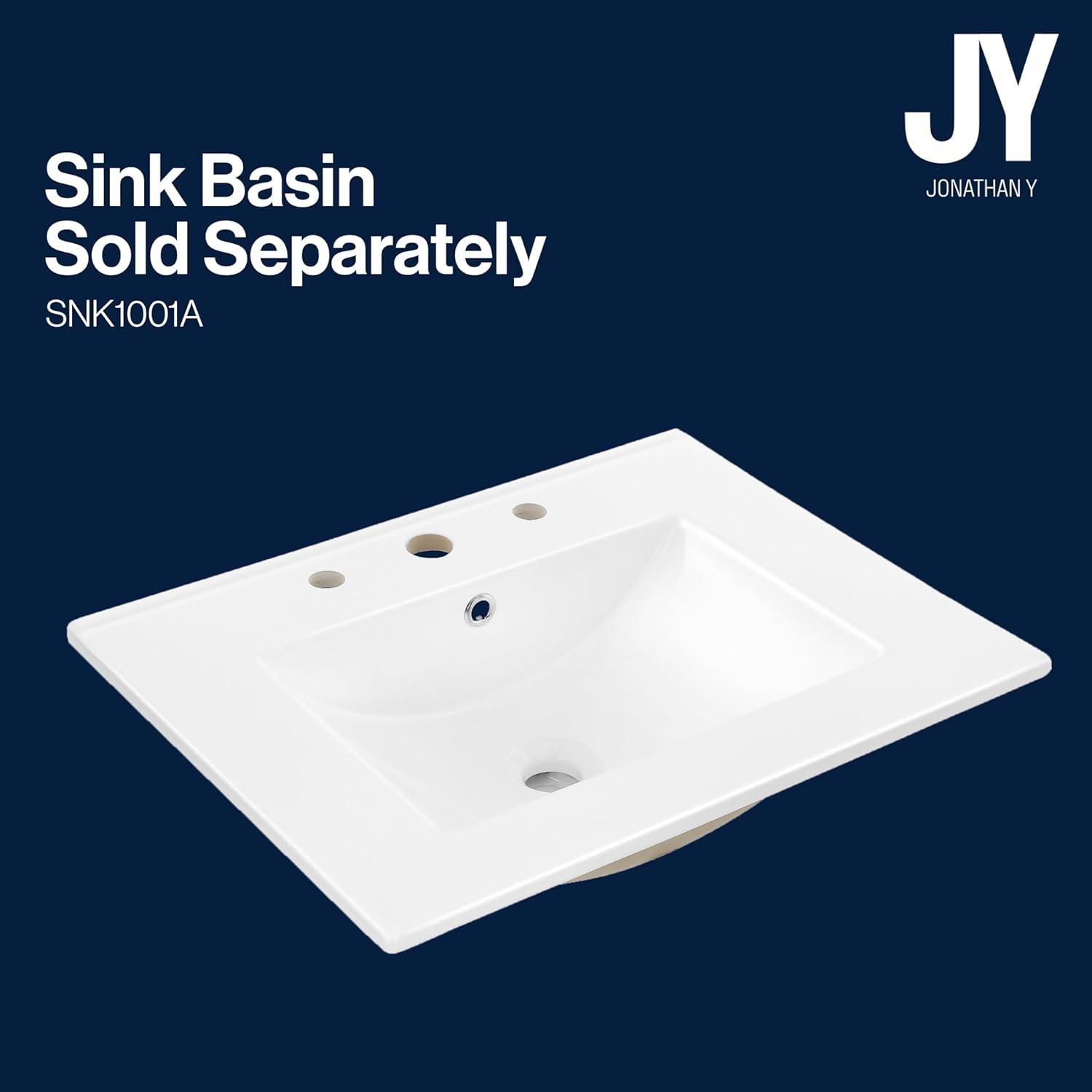 imageJONATHAN Y VAN1010B Javer 30 in W x 18 in D x 33 in H Rattan Modern Farmhouse 2Shelf Bath Vanity Cabinet Only Sink Basin not Included WalnutOak