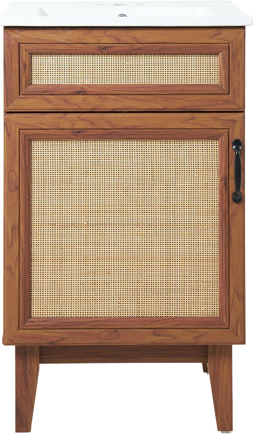 imageJONATHAN Y VAN1010B Javer 30 in W x 18 in D x 33 in H Rattan Modern Farmhouse 2Shelf Bath Vanity Cabinet Only Sink Basin not Included WalnutWalnut