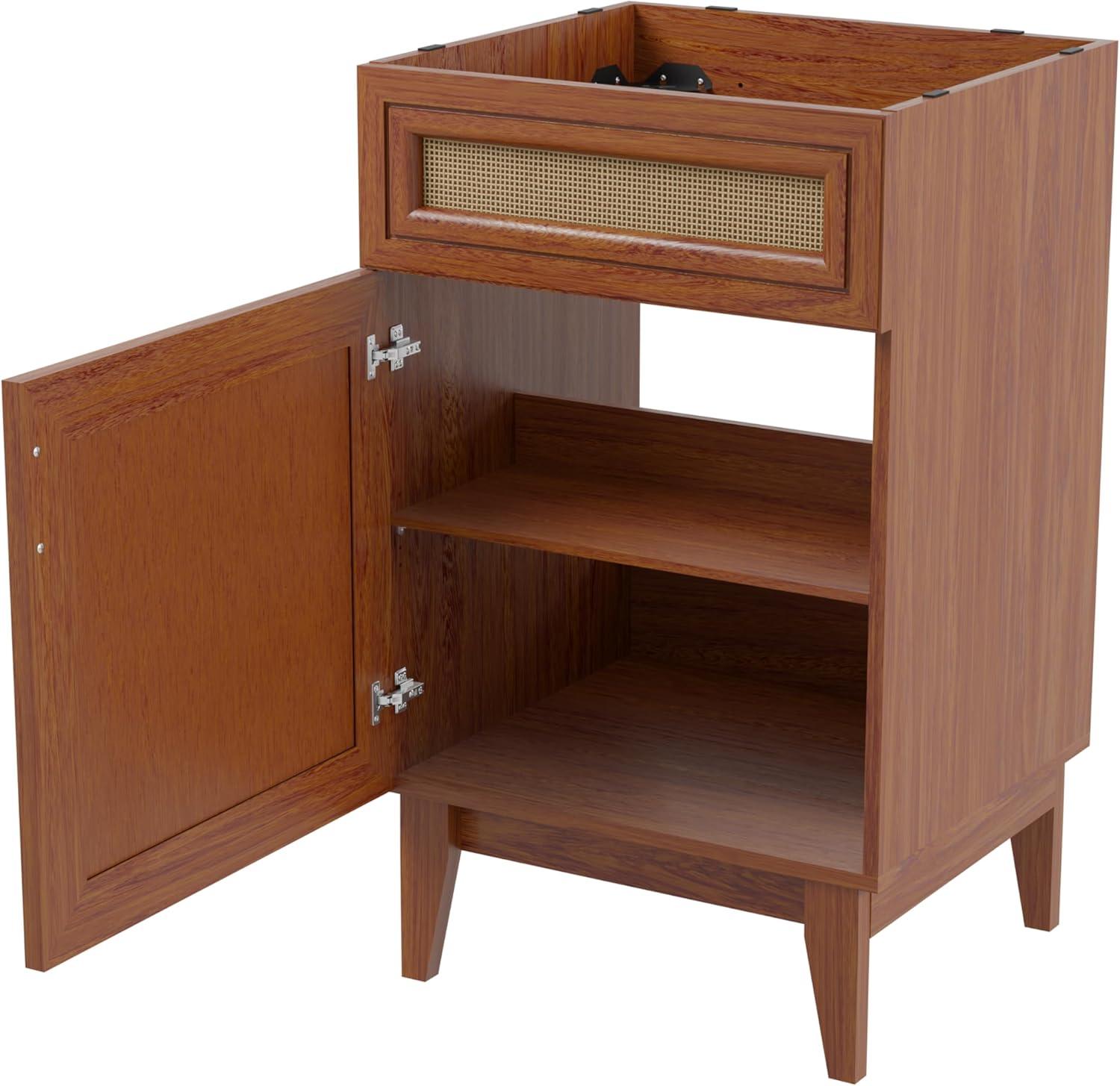 imageJONATHAN Y VAN1010B Javer 30 in W x 18 in D x 33 in H Rattan Modern Farmhouse 2Shelf Bath Vanity Cabinet Only Sink Basin not Included WalnutWalnut