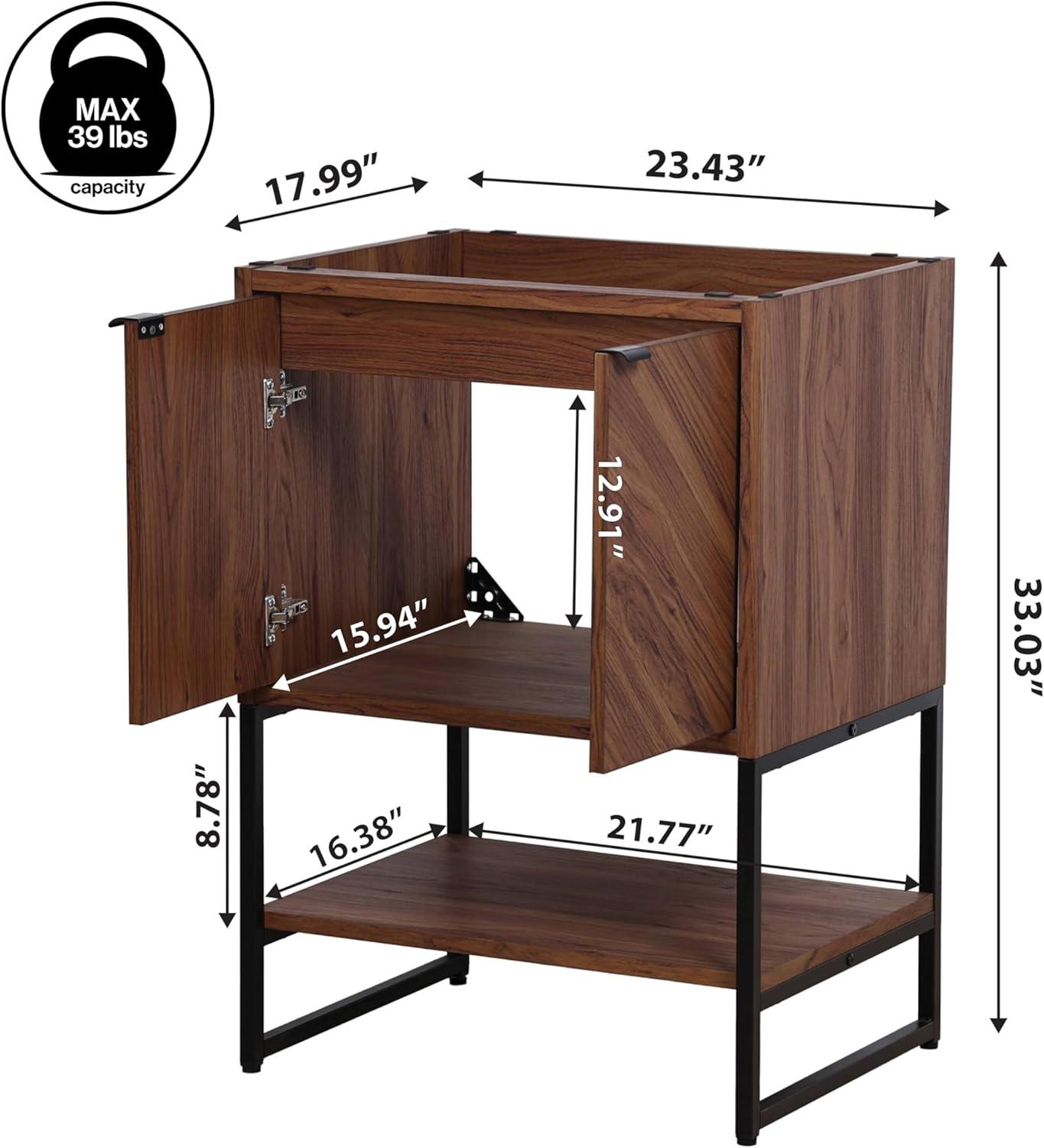 imageJONATHAN Y VAN1015A Juhl 35 in W x 18 in D x 33 in H ChevronFront Modern Minimalist 2Shelf Bathroom Vanity Cabinet Only with Soft Closing Doors Sink Basin Not Included OakWalnut