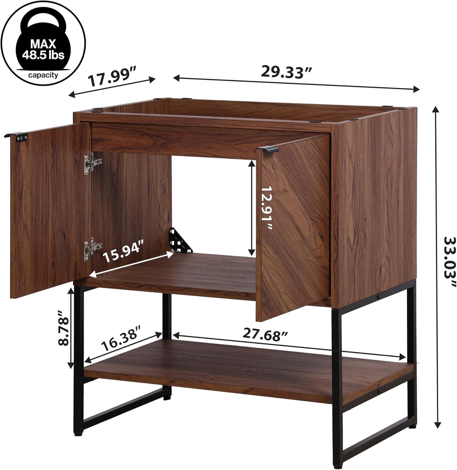 imageJONATHAN Y VAN1015A Juhl 35 in W x 18 in D x 33 in H ChevronFront Modern Minimalist 2Shelf Bathroom Vanity Cabinet Only with Soft Closing Doors Sink Basin Not Included OakWalnut