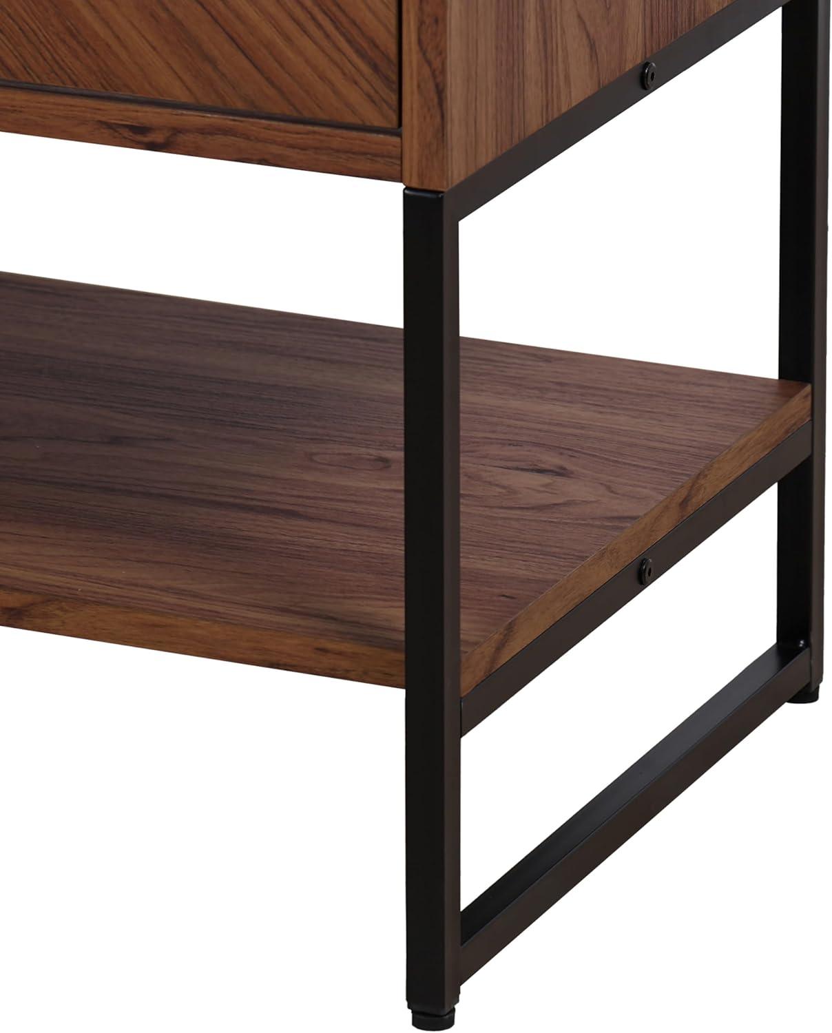 imageJONATHAN Y VAN1015A Juhl 35 in W x 18 in D x 33 in H ChevronFront Modern Minimalist 2Shelf Bathroom Vanity Cabinet Only with Soft Closing Doors Sink Basin Not Included OakWalnut