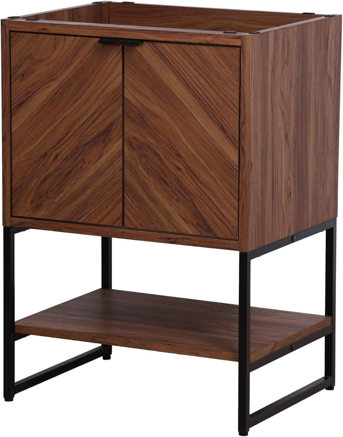 imageJONATHAN Y VAN1015A Juhl 35 in W x 18 in D x 33 in H ChevronFront Modern Minimalist 2Shelf Bathroom Vanity Cabinet Only with Soft Closing Doors Sink Basin Not Included OakWalnut