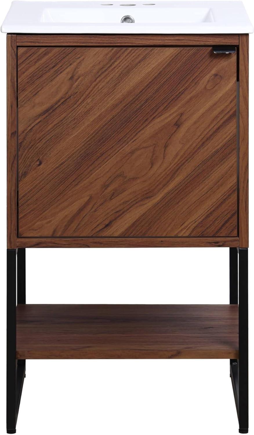 imageJONATHAN Y VAN1015A Juhl 35 in W x 18 in D x 33 in H ChevronFront Modern Minimalist 2Shelf Bathroom Vanity Cabinet Only with Soft Closing Doors Sink Basin Not Included OakWalnut