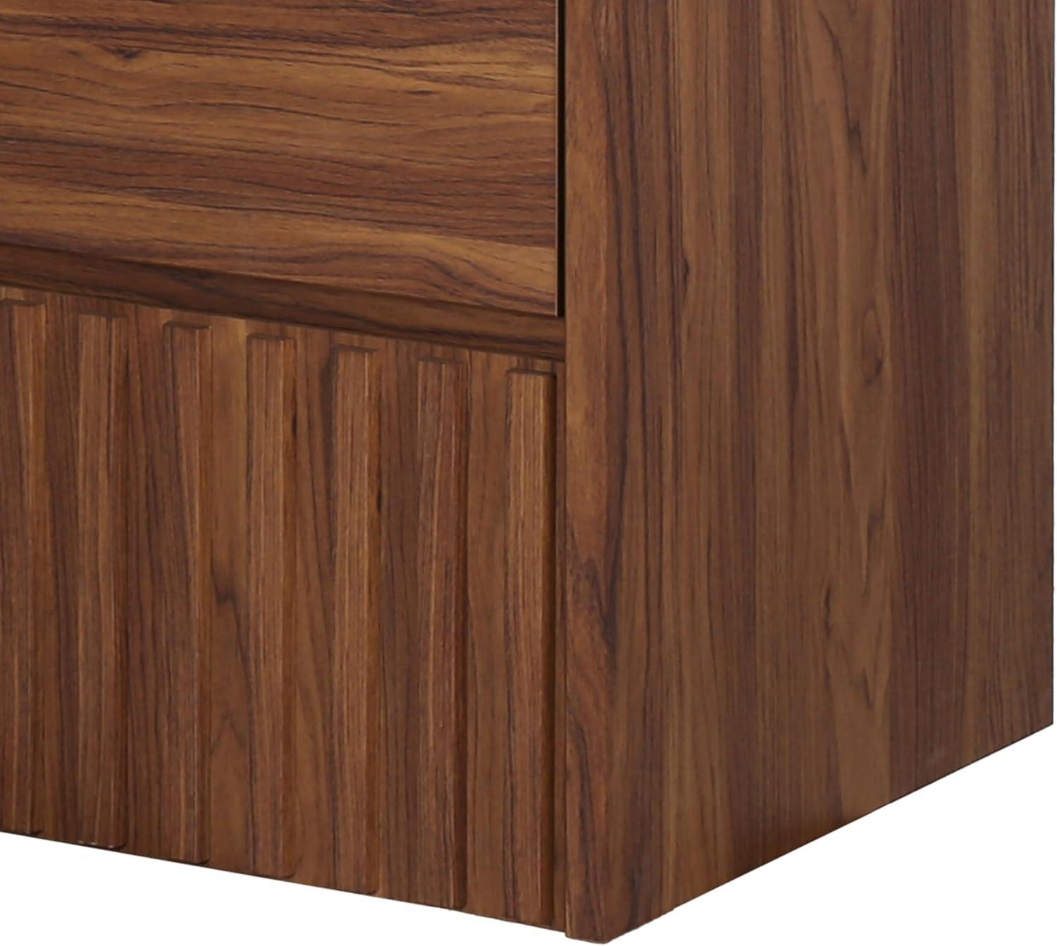 imageJONATHAN Y VAN1016C Sherwin 24 in W x 18 in D x 20 in H Slat Modern Coastal 2Drawer Wall Mounted Bathroom Vanity Cabinet Only with Soft Closing Doors Sink Basin Not Included BlackWalnut