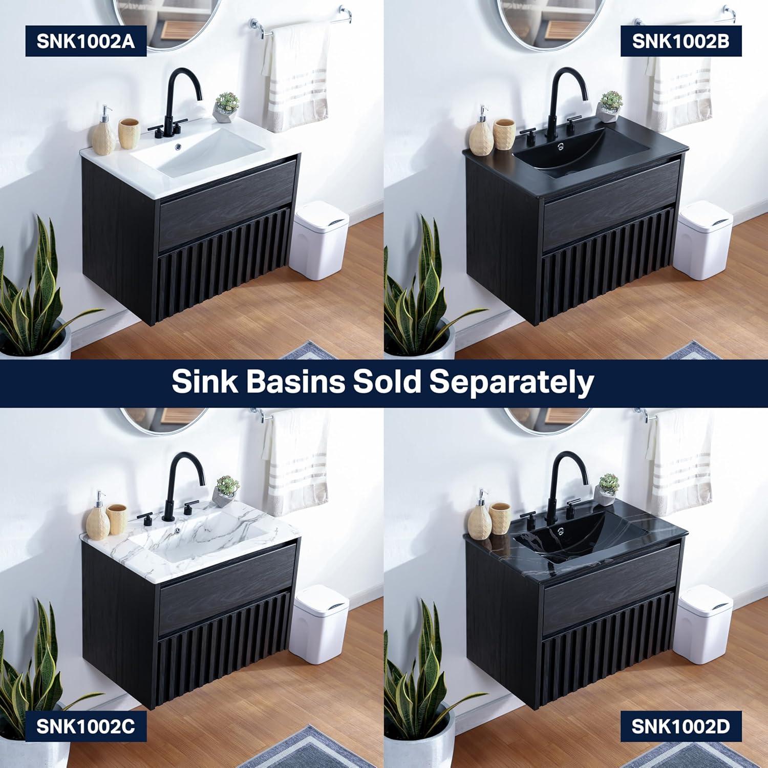 imageJONATHAN Y VAN1016C Sherwin 24 in W x 18 in D x 20 in H Slat Modern Coastal 2Drawer Wall Mounted Bathroom Vanity Cabinet Only with Soft Closing Doors Sink Basin Not Included BlackBlack