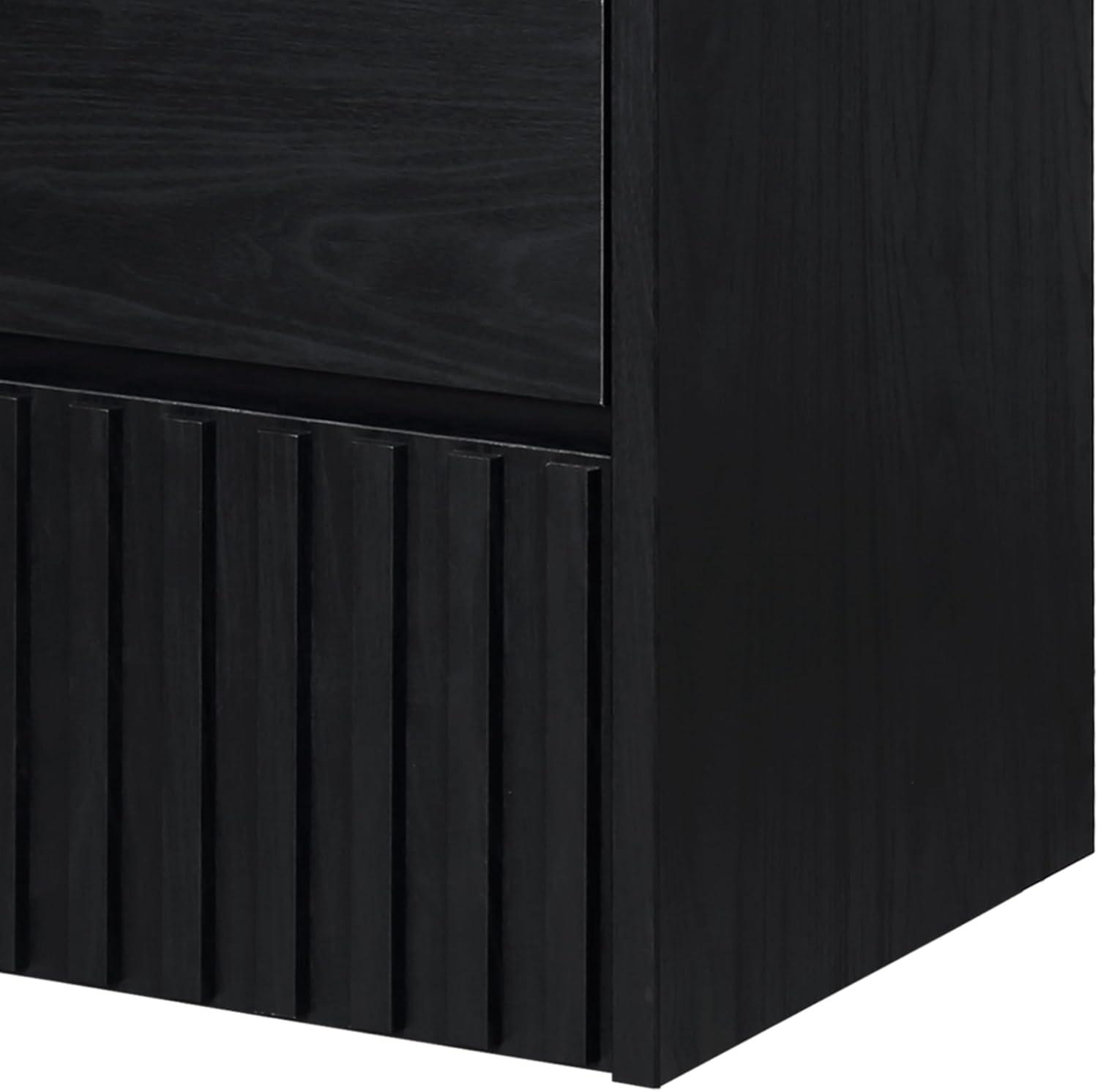 imageJONATHAN Y VAN1016C Sherwin 24 in W x 18 in D x 20 in H Slat Modern Coastal 2Drawer Wall Mounted Bathroom Vanity Cabinet Only with Soft Closing Doors Sink Basin Not Included BlackBlack