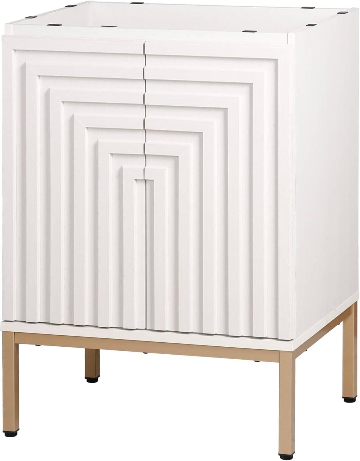 imageJONATHAN Y VAN1020A Rowan 30 in W x 18 in D x 33 in H Geometric Modern Transitional 2Shelf Bathroom Vanity Cabinet Only with Soft Closing Doors Sink Basin Not Included OakWhite