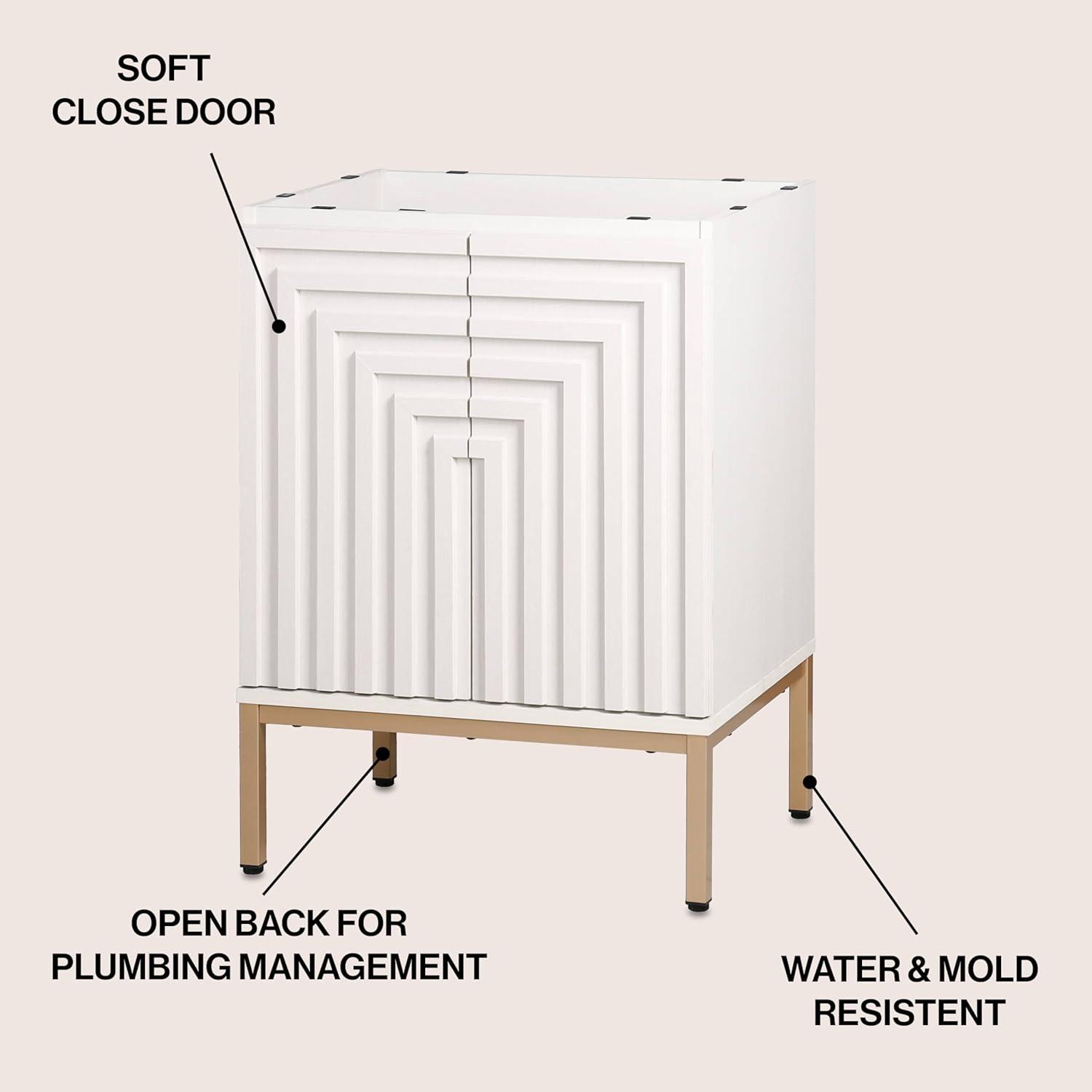 imageJONATHAN Y VAN1020A Rowan 30 in W x 18 in D x 33 in H Geometric Modern Transitional 2Shelf Bathroom Vanity Cabinet Only with Soft Closing Doors Sink Basin Not Included OakWhite