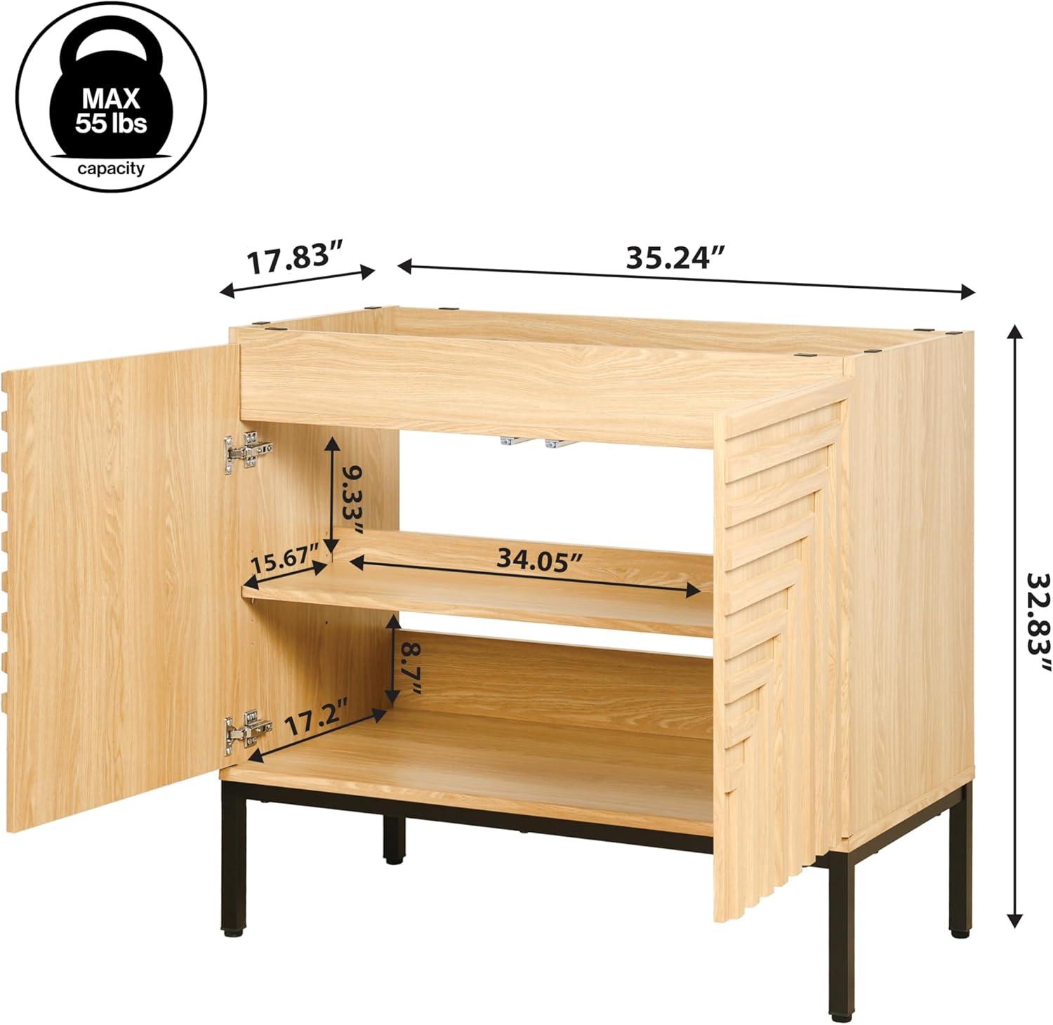 imageJONATHAN Y VAN1020A Rowan 30 in W x 18 in D x 33 in H Geometric Modern Transitional 2Shelf Bathroom Vanity Cabinet Only with Soft Closing Doors Sink Basin Not Included OakOak