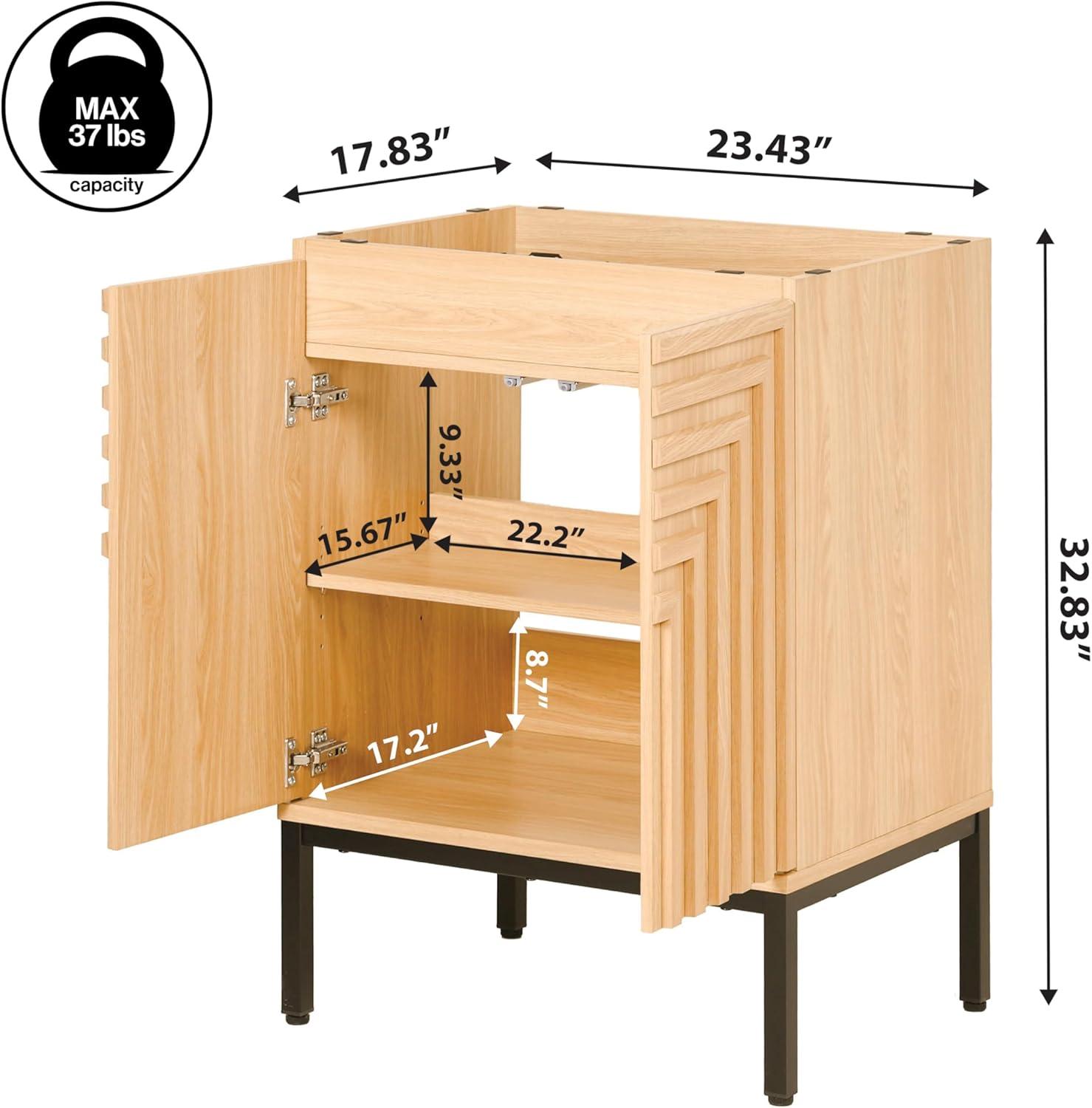 imageJONATHAN Y VAN1020A Rowan 30 in W x 18 in D x 33 in H Geometric Modern Transitional 2Shelf Bathroom Vanity Cabinet Only with Soft Closing Doors Sink Basin Not Included OakOak