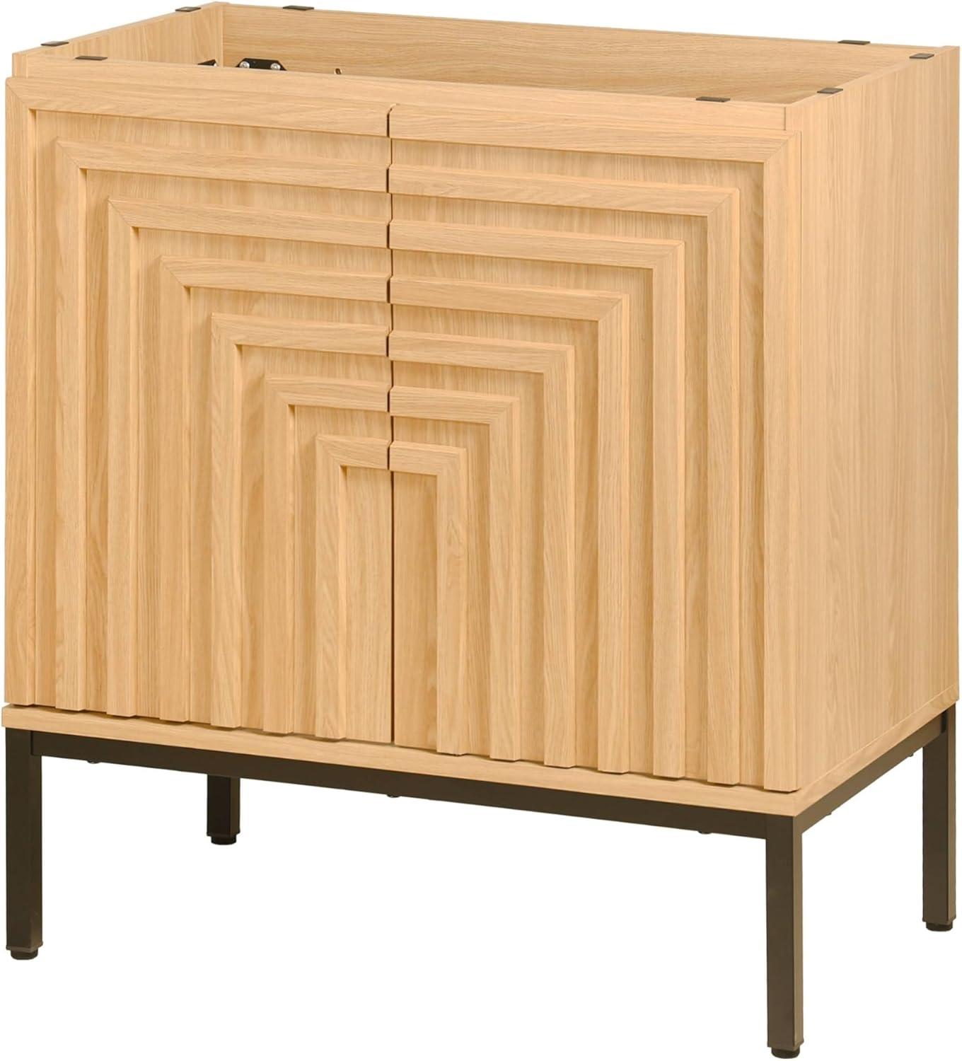 imageJONATHAN Y VAN1020A Rowan 30 in W x 18 in D x 33 in H Geometric Modern Transitional 2Shelf Bathroom Vanity Cabinet Only with Soft Closing Doors Sink Basin Not Included OakOak
