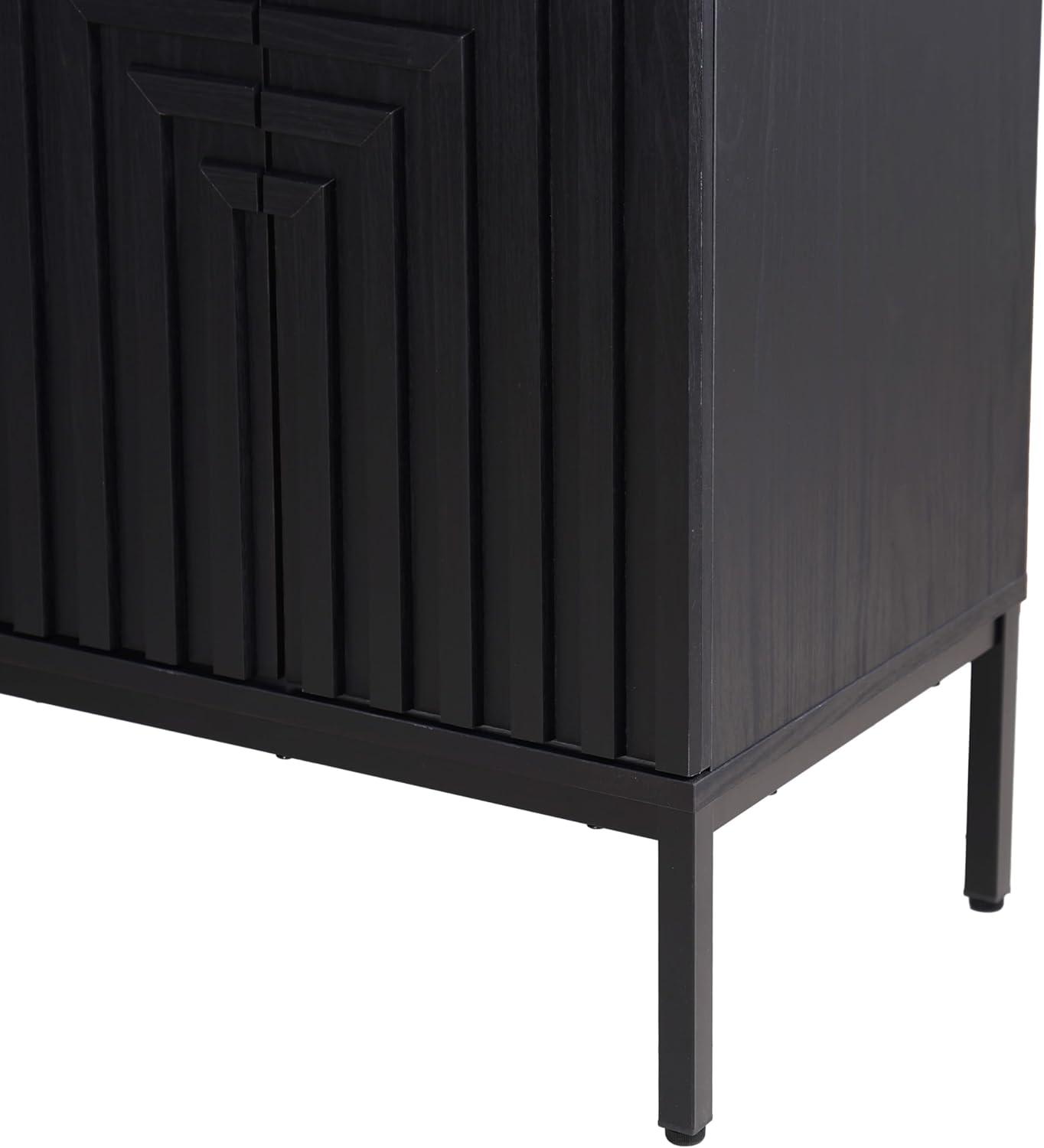 imageJONATHAN Y VAN1020A Rowan 30 in W x 18 in D x 33 in H Geometric Modern Transitional 2Shelf Bathroom Vanity Cabinet Only with Soft Closing Doors Sink Basin Not Included OakBlack