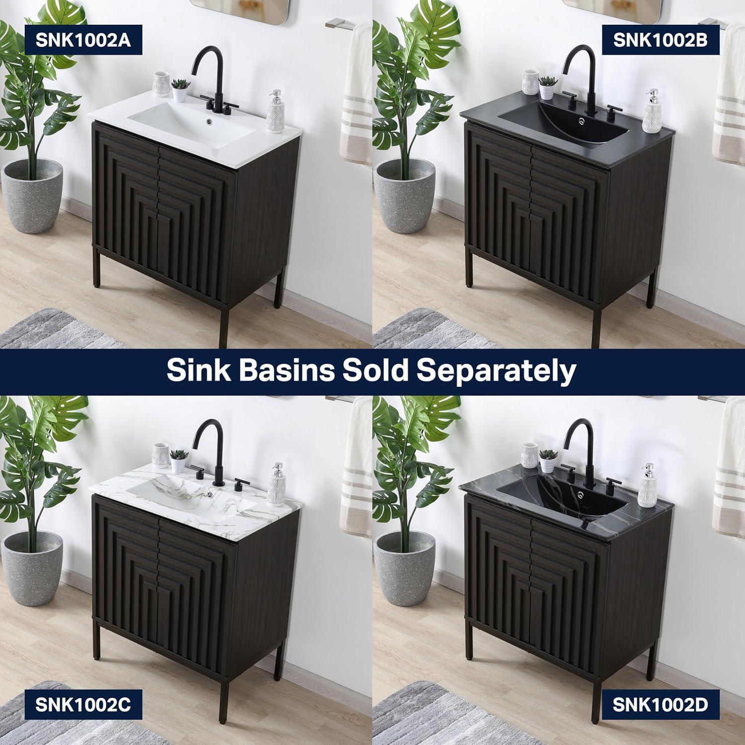 imageJONATHAN Y VAN1020A Rowan 30 in W x 18 in D x 33 in H Geometric Modern Transitional 2Shelf Bathroom Vanity Cabinet Only with Soft Closing Doors Sink Basin Not Included OakOak