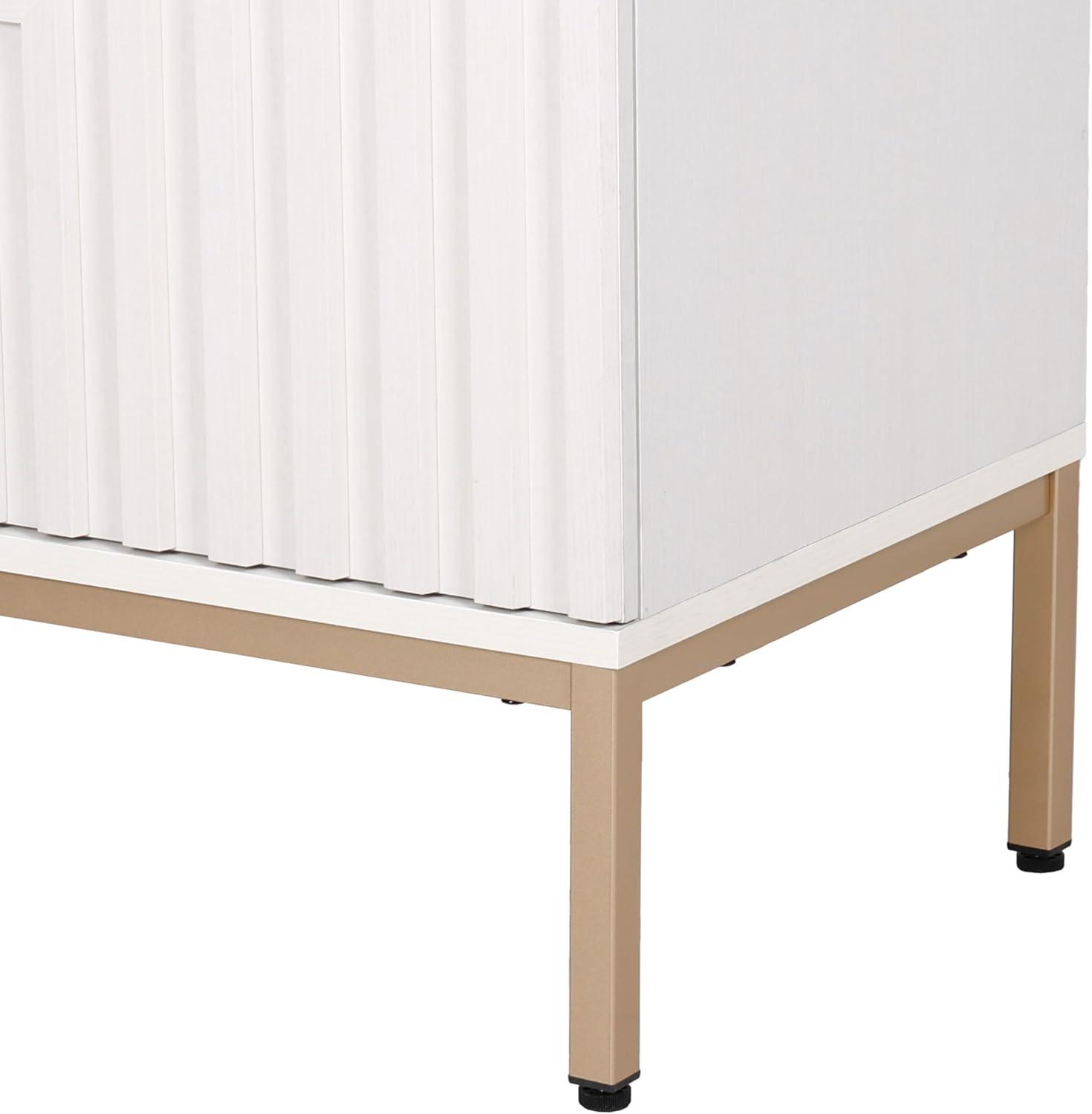 imageJONATHAN Y VAN1020A Rowan 30 in W x 18 in D x 33 in H Geometric Modern Transitional 2Shelf Bathroom Vanity Cabinet Only with Soft Closing Doors Sink Basin Not Included OakWhite