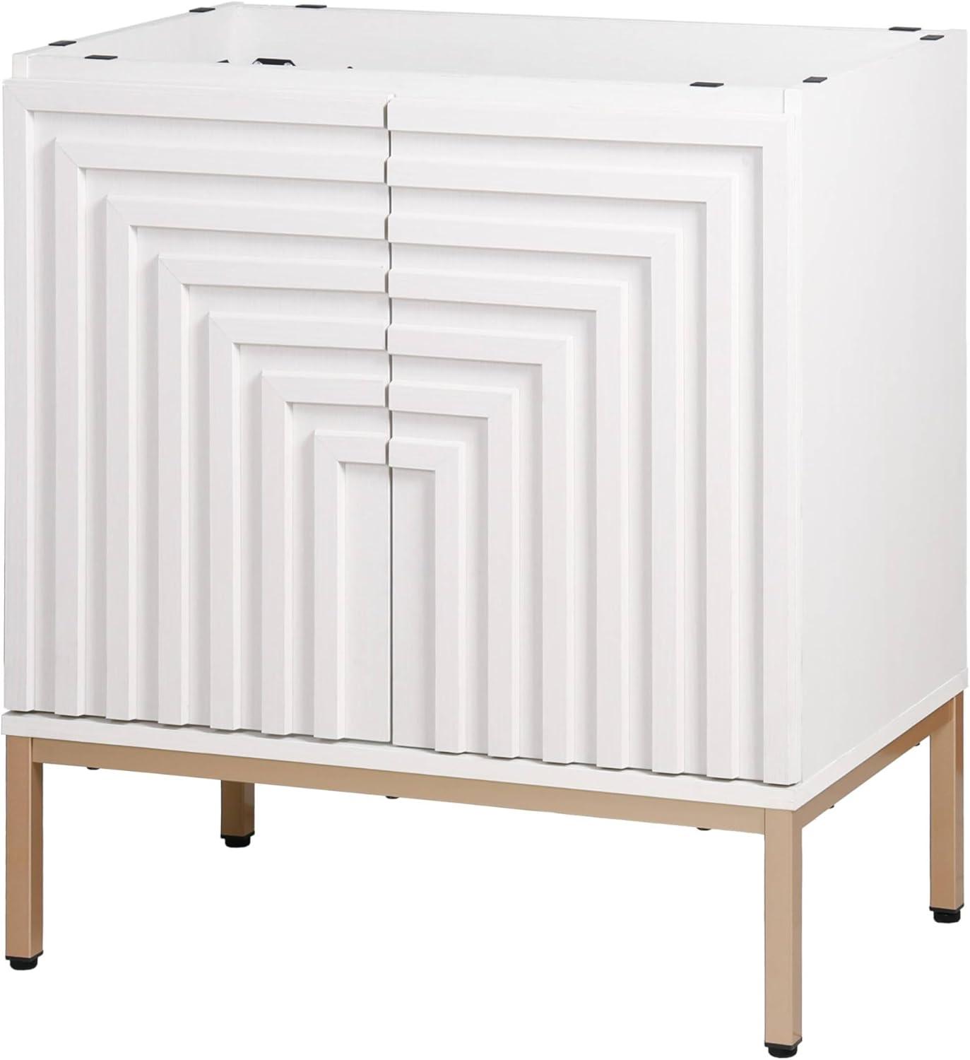 imageJONATHAN Y VAN1020A Rowan 30 in W x 18 in D x 33 in H Geometric Modern Transitional 2Shelf Bathroom Vanity Cabinet Only with Soft Closing Doors Sink Basin Not Included OakWhite