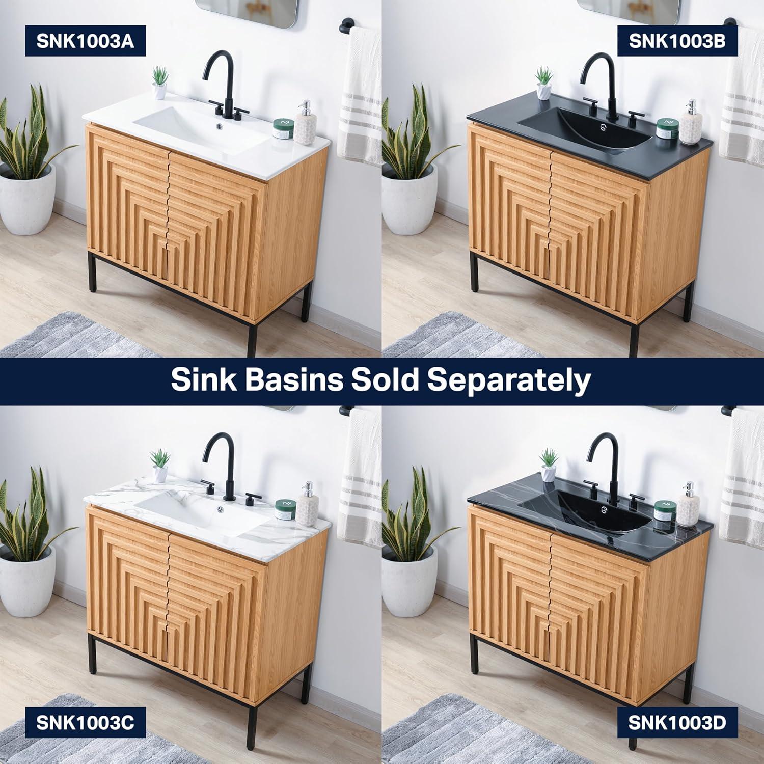 imageJONATHAN Y VAN1020A Rowan 30 in W x 18 in D x 33 in H Geometric Modern Transitional 2Shelf Bathroom Vanity Cabinet Only with Soft Closing Doors Sink Basin Not Included OakOak