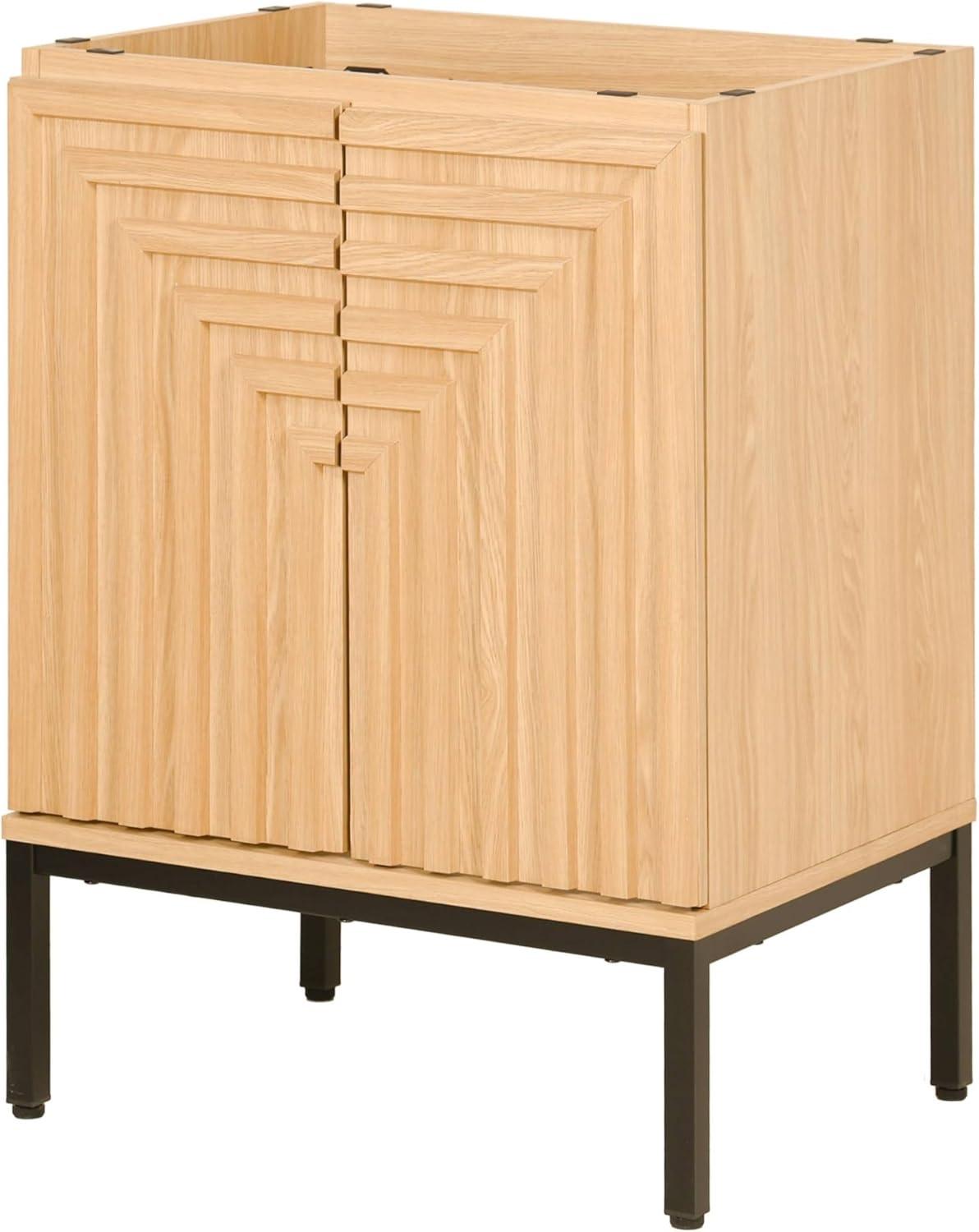 imageJONATHAN Y VAN1020A Rowan 30 in W x 18 in D x 33 in H Geometric Modern Transitional 2Shelf Bathroom Vanity Cabinet Only with Soft Closing Doors Sink Basin Not Included OakOak