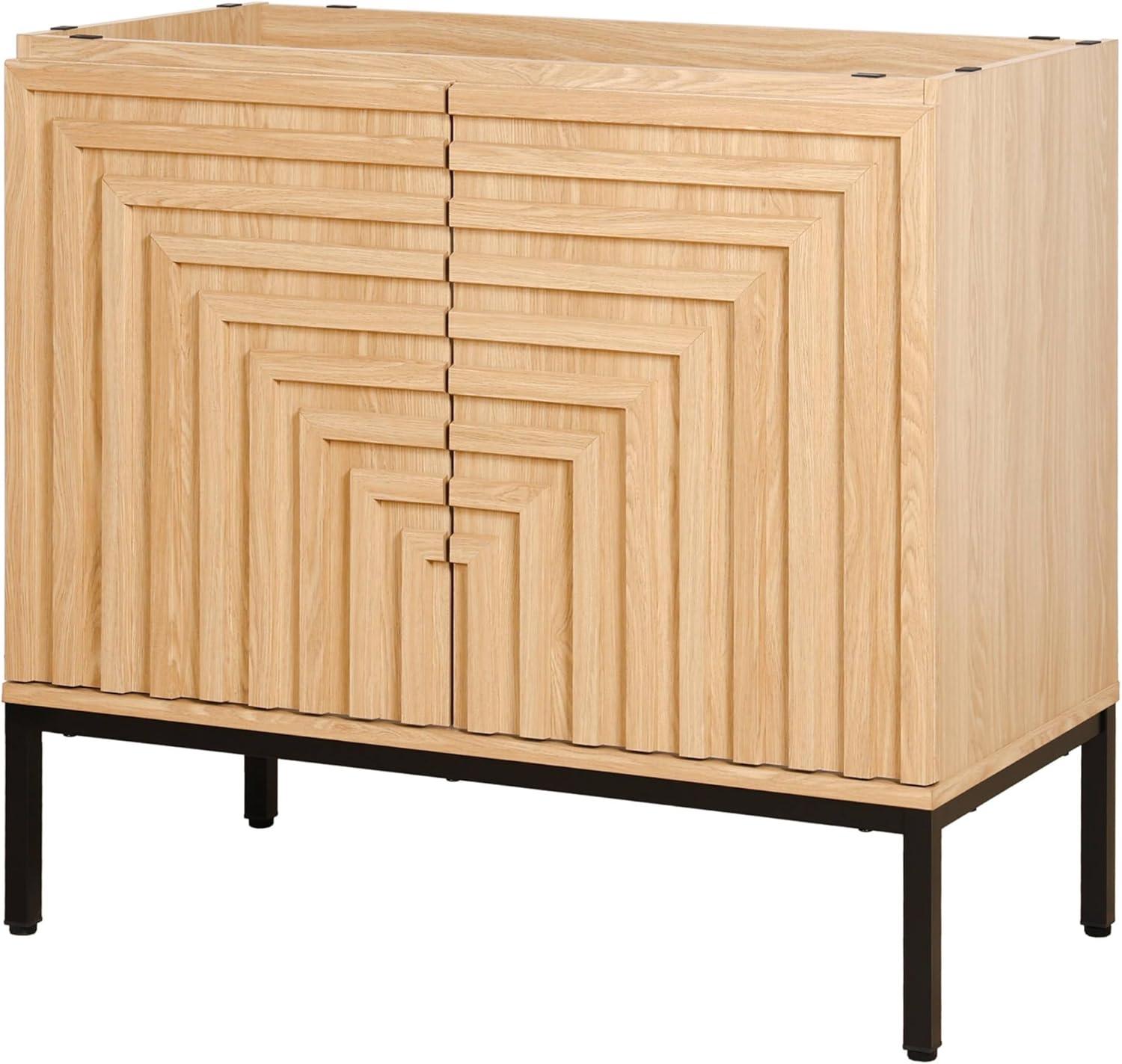 imageJONATHAN Y VAN1020A Rowan 30 in W x 18 in D x 33 in H Geometric Modern Transitional 2Shelf Bathroom Vanity Cabinet Only with Soft Closing Doors Sink Basin Not Included OakOak