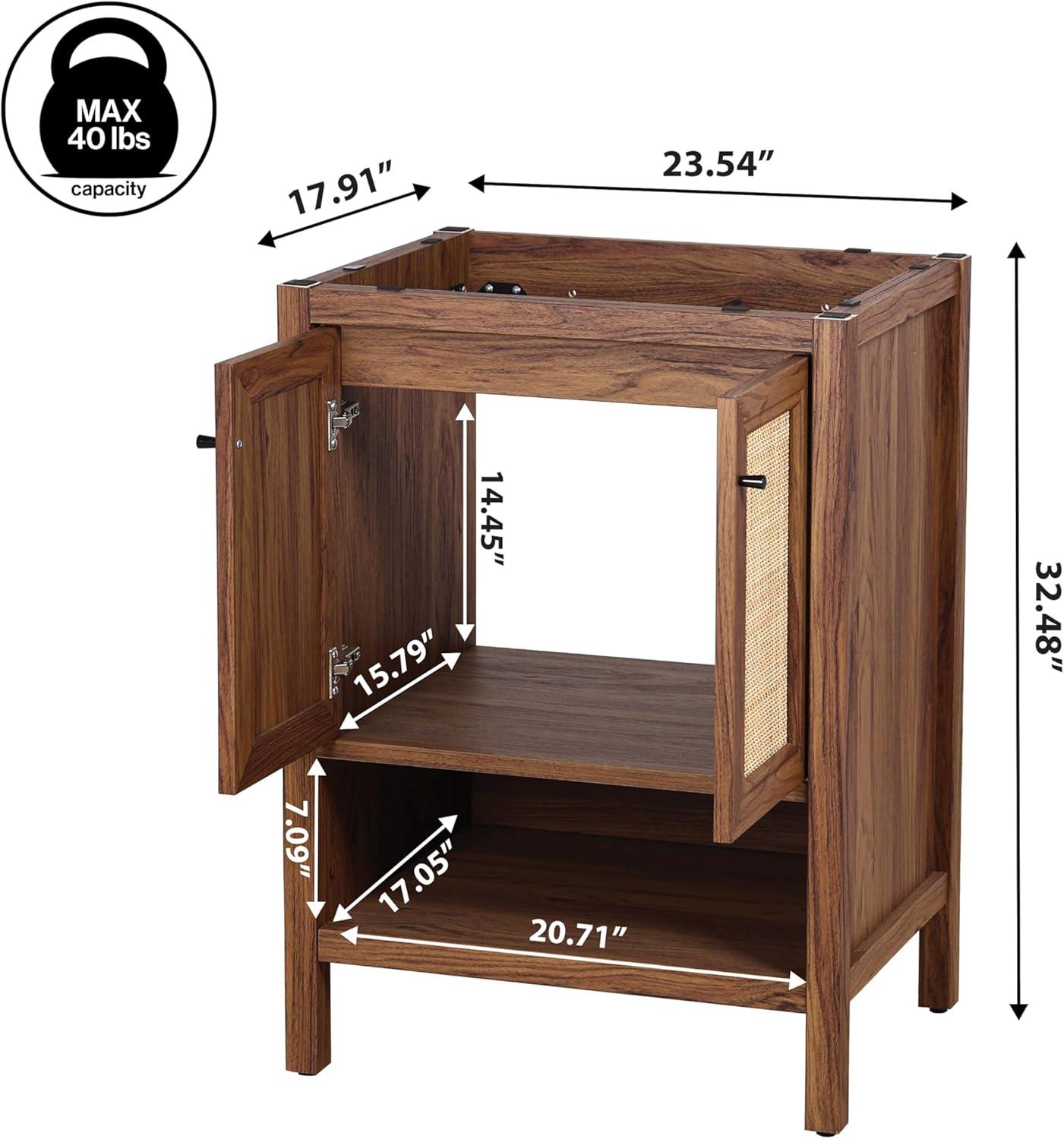 imageJONATHAN Y VAN1024B Jasper 30 in W x 18 in D x 33 in H Rattan Modern Coastal 2Shelf Bathroom Vanity Cabinet Only with Soft Closing Doors Sink Basin Not Included WalnutWalnut