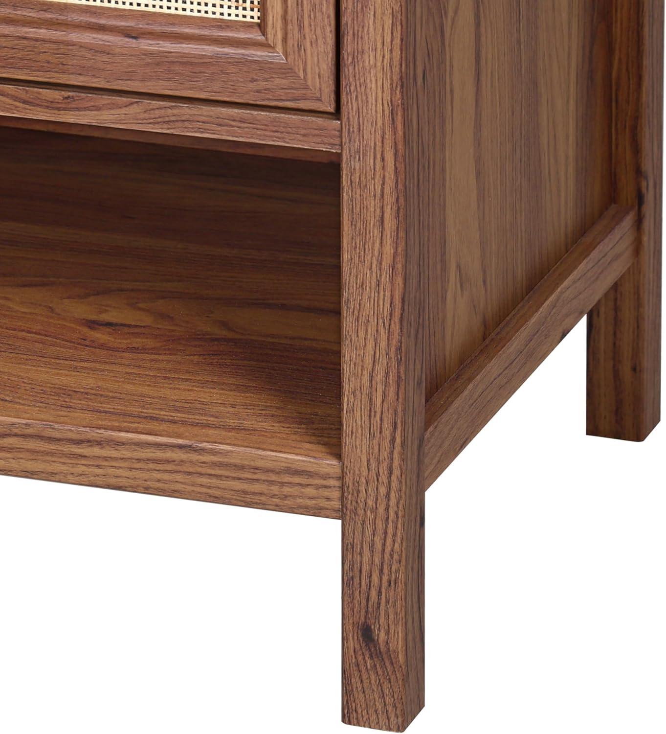 imageJONATHAN Y VAN1024B Jasper 30 in W x 18 in D x 33 in H Rattan Modern Coastal 2Shelf Bathroom Vanity Cabinet Only with Soft Closing Doors Sink Basin Not Included WalnutWalnut