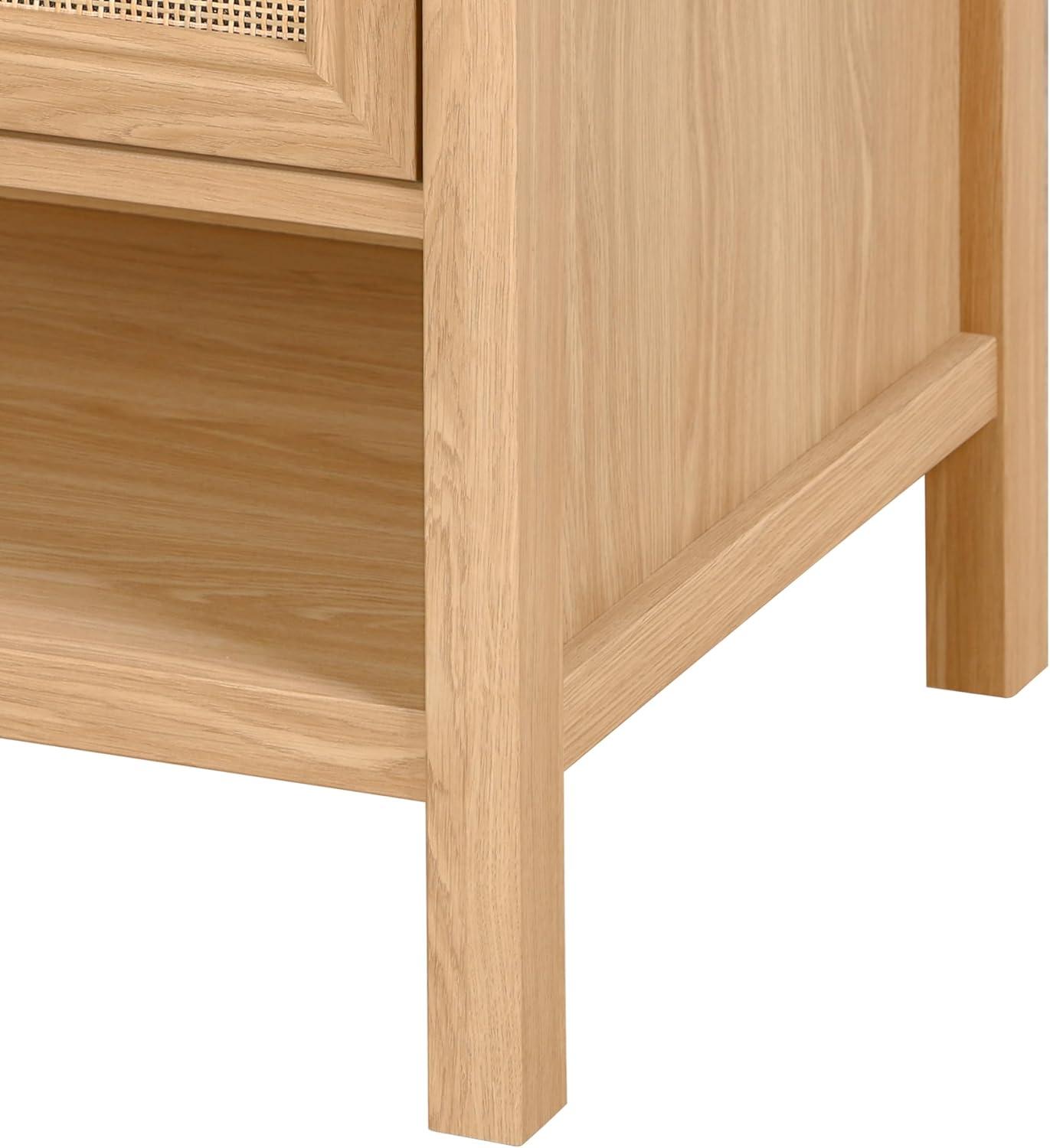 imageJONATHAN Y VAN1024B Jasper 30 in W x 18 in D x 33 in H Rattan Modern Coastal 2Shelf Bathroom Vanity Cabinet Only with Soft Closing Doors Sink Basin Not Included WalnutOak