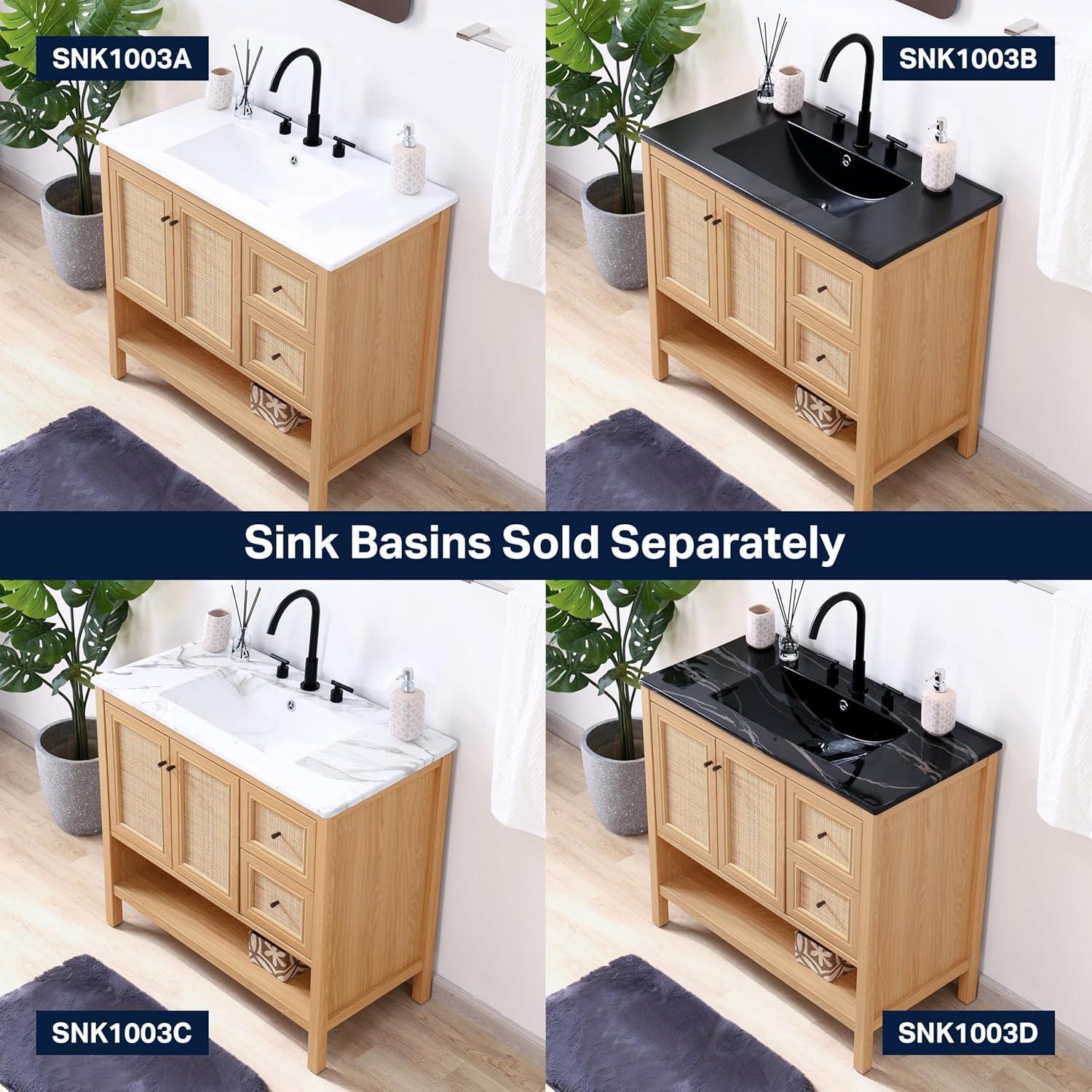 imageJONATHAN Y VAN1024B Jasper 30 in W x 18 in D x 33 in H Rattan Modern Coastal 2Shelf Bathroom Vanity Cabinet Only with Soft Closing Doors Sink Basin Not Included WalnutOak