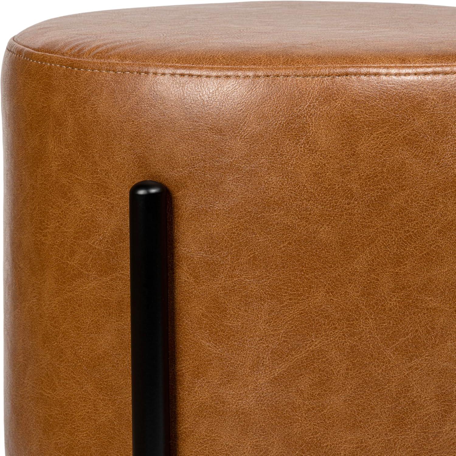 imageJONATHAN Y VSL2000C Silvia 185quot Modern Minimalist Round Backless MetalBoucl Cushioned Vanity Stool for Home Vanity Makeup Living Room Bedroom BrownBlackCaramel Brown