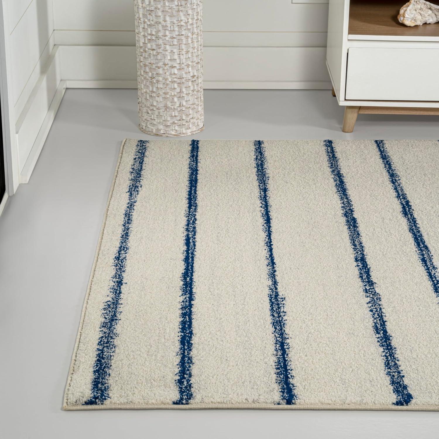 imageJONATHAN Y Williamsburg Minimalist Stripe CreamGray Indoor Area Rug 8x10 Contemporary Modern EasyCleaning for Living Room Bedroom Kitchen Pet Friendly NonShedding MOH201A8CreamNavy