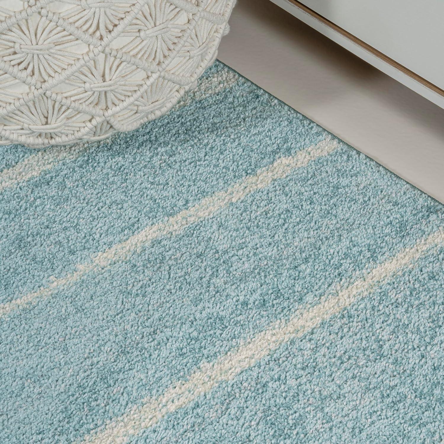 imageJONATHAN Y Williamsburg Minimalist Stripe CreamGray Indoor Area Rug 8x10 Contemporary Modern EasyCleaning for Living Room Bedroom Kitchen Pet Friendly NonShedding MOH201A8TurquoiseCream